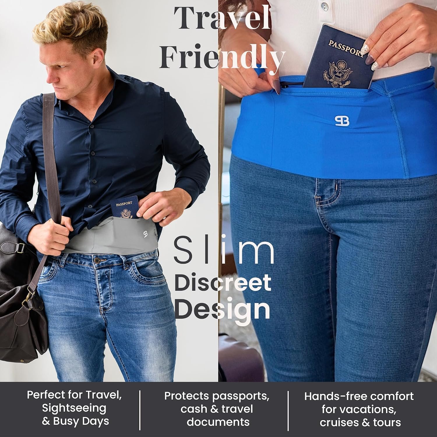 Running Belt Money Belt 4-Pocket Phone Holder | No-bounce Fanny and Waist Pack, 4 Large Security Pockets and Zipper, Fits All Size Phones Travel Documents and Passport - Image 5