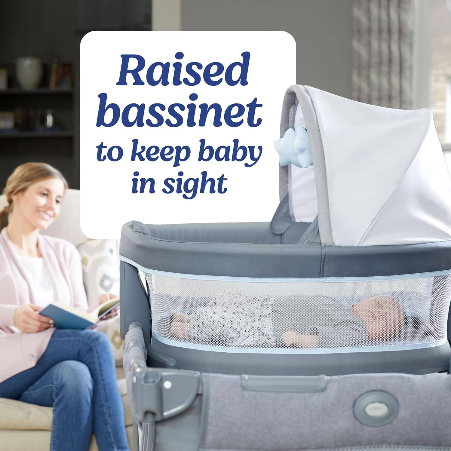 Graco® Pack n Play Dome LX Playard with Baby Bassinet Lightweight Portable Crib Push-Button Fold Travel Crib Redmond Convertible - Image 4