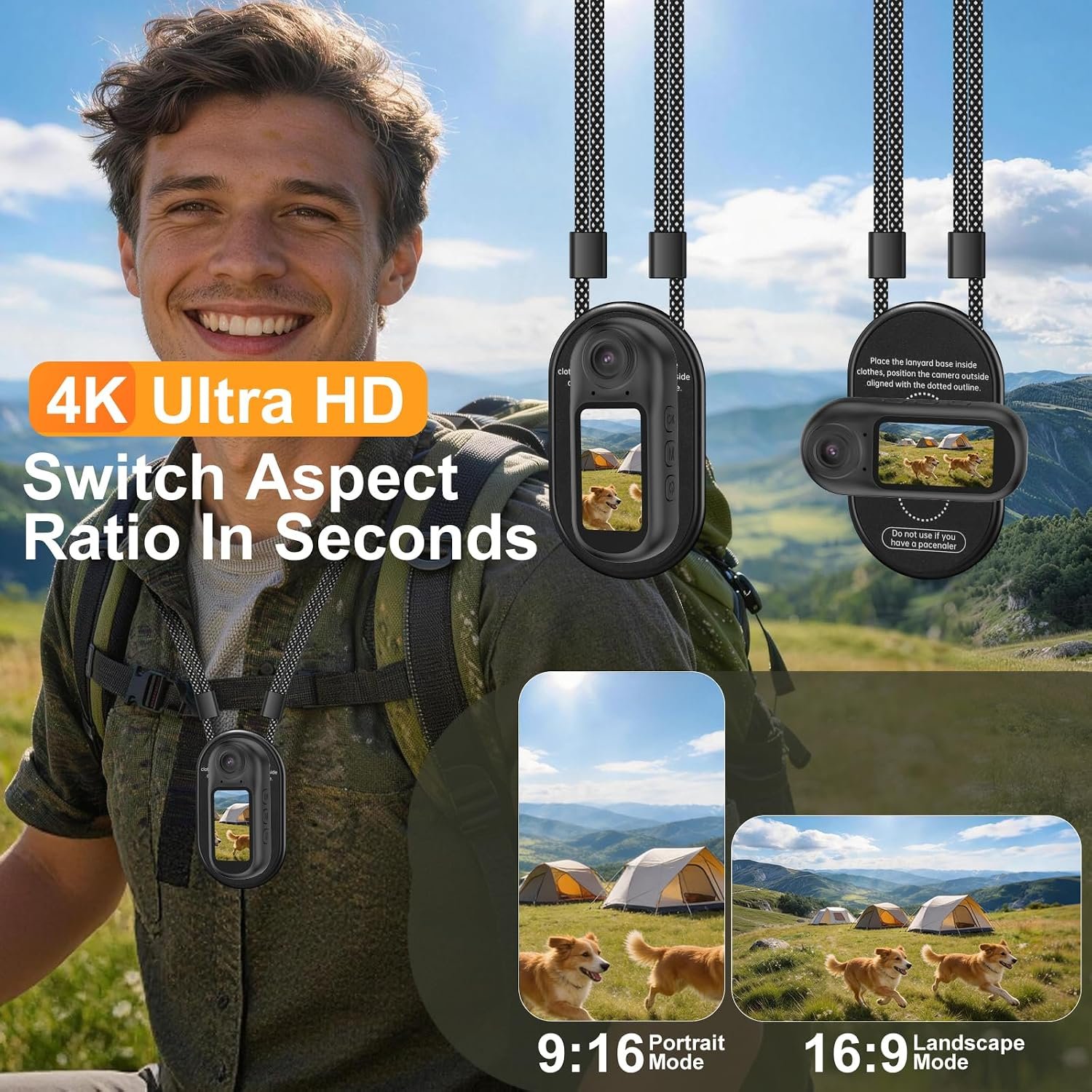 4K Mini Body Camera with Audio and Video Recording, Tiny Magnetic Action Camera with 1.5" Screen, 6‑Axis EIS, WiFi + Bluetooth, Portable Clip On Wearable POV Camera for Motorcycle Helmet, Sports, Pet - Image 4