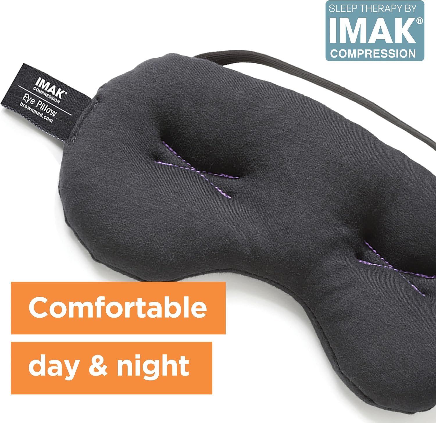 Brownmed Eye Pillow - Compression Eye Mask for Headache Support - Soothes Strain - Eases Sinus Pressure - Cooling - Universal Fit - Breathable Cotton - Washable & Reusable - Black - Image 3