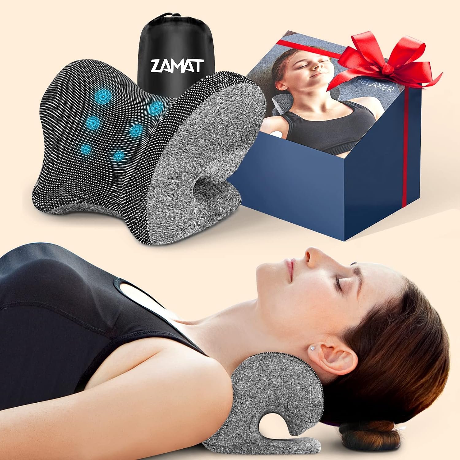 Neck and Shoulder Relaxer w/Magnetic Therapy Pillowcase, Neck Stretcher Chiropractic Pillows for Pain Relief, Cervical Traction Device for Relieve TMJ Headache Muscle Tension Spine Alignment