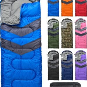 MalloMe Sleeping Bags for Adults Cold Weather & Warm - Backpacking Camping Sleeping Bag for Kids, Girls, Boys - Lightweight Camping Essentials Gear Accessories Hiking Sleep Must Haves Single & Double