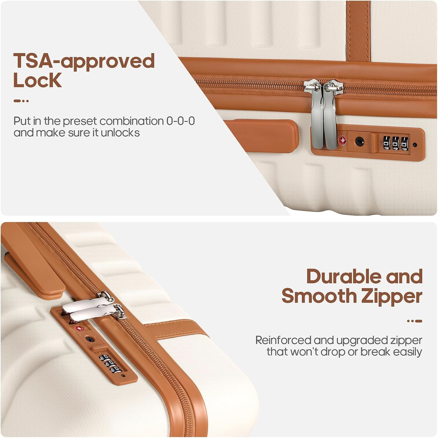 UKEIN Luggage Sets 3Piece, Carry On Luggage 20in Suitcase Set With Backpack | Carry On Suitcase with Spinner Wheels,PC Durable Hardside with TSA Lock,YKK Zippers,22x14x9 Airline Approved For Travel - Image 4