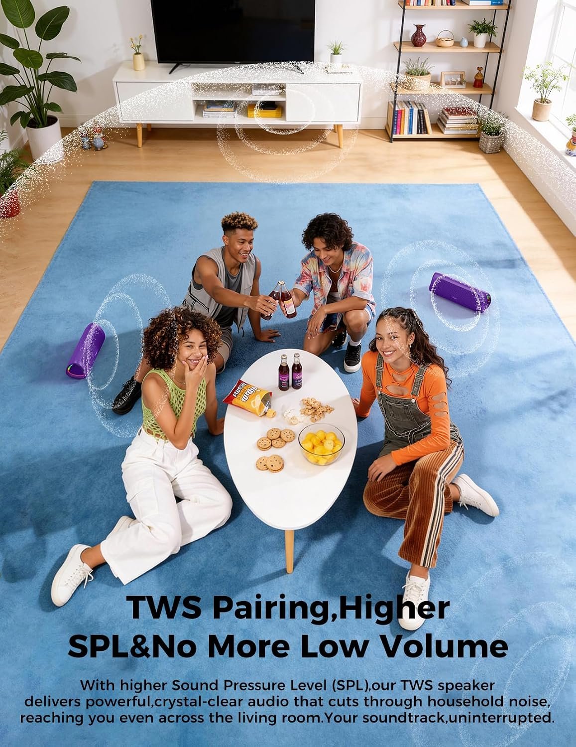 Bluetooth Speaker, 20W HD Sound, Portable Wireless, IPX5 Waterproof, Up to 24H Playtime, TWS Pairing, for Home/Party/Outdoor/Camping/Beach Essentials, Electronic Gadgets, Birthday Gift (Purple) - Image 6