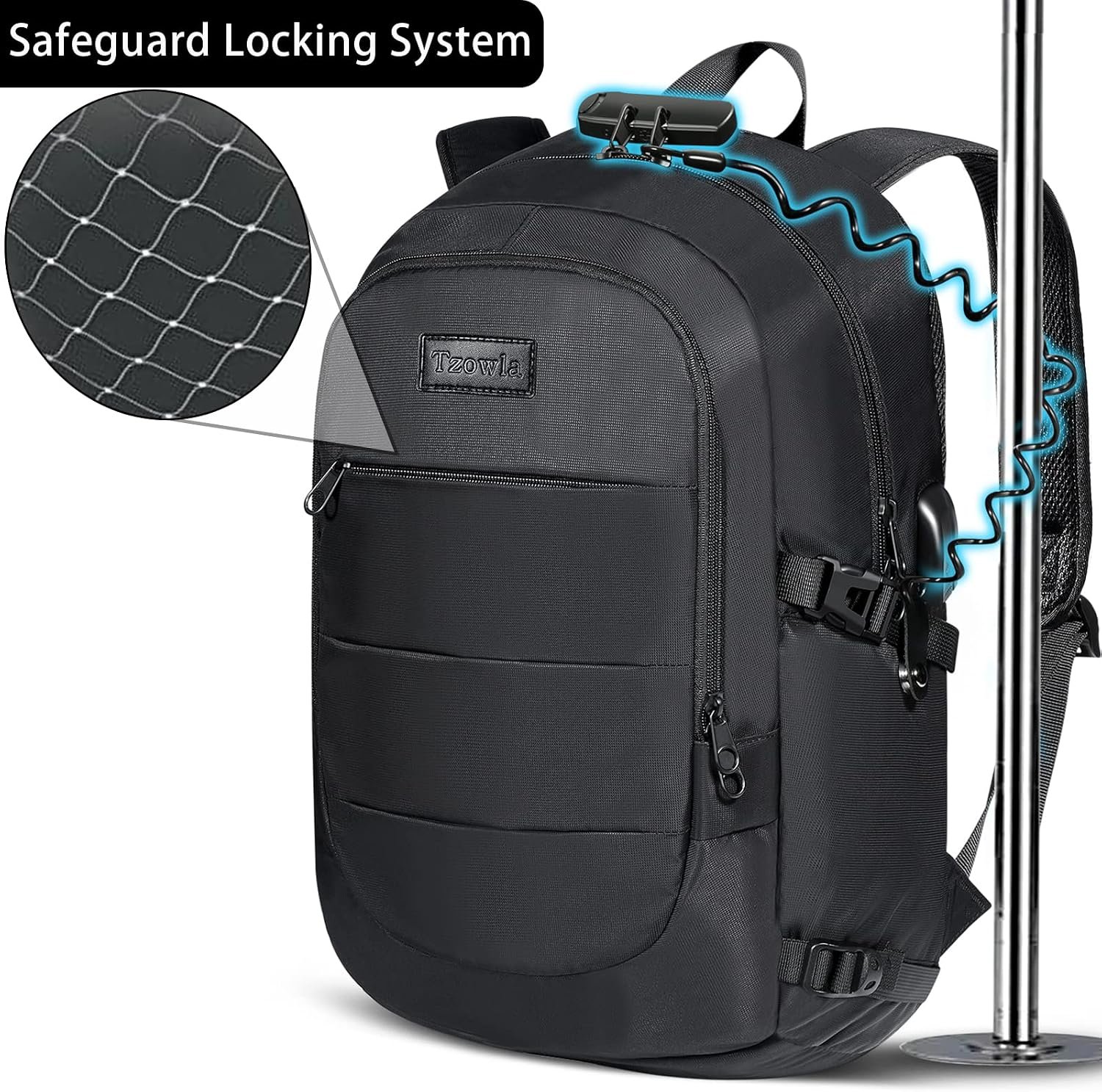 Tzowla 35 Liter Anti Theft Backpack with Giant Tumbler Holder Pocket and Lock,15.6 Inch Laptop Backpack - Image 5