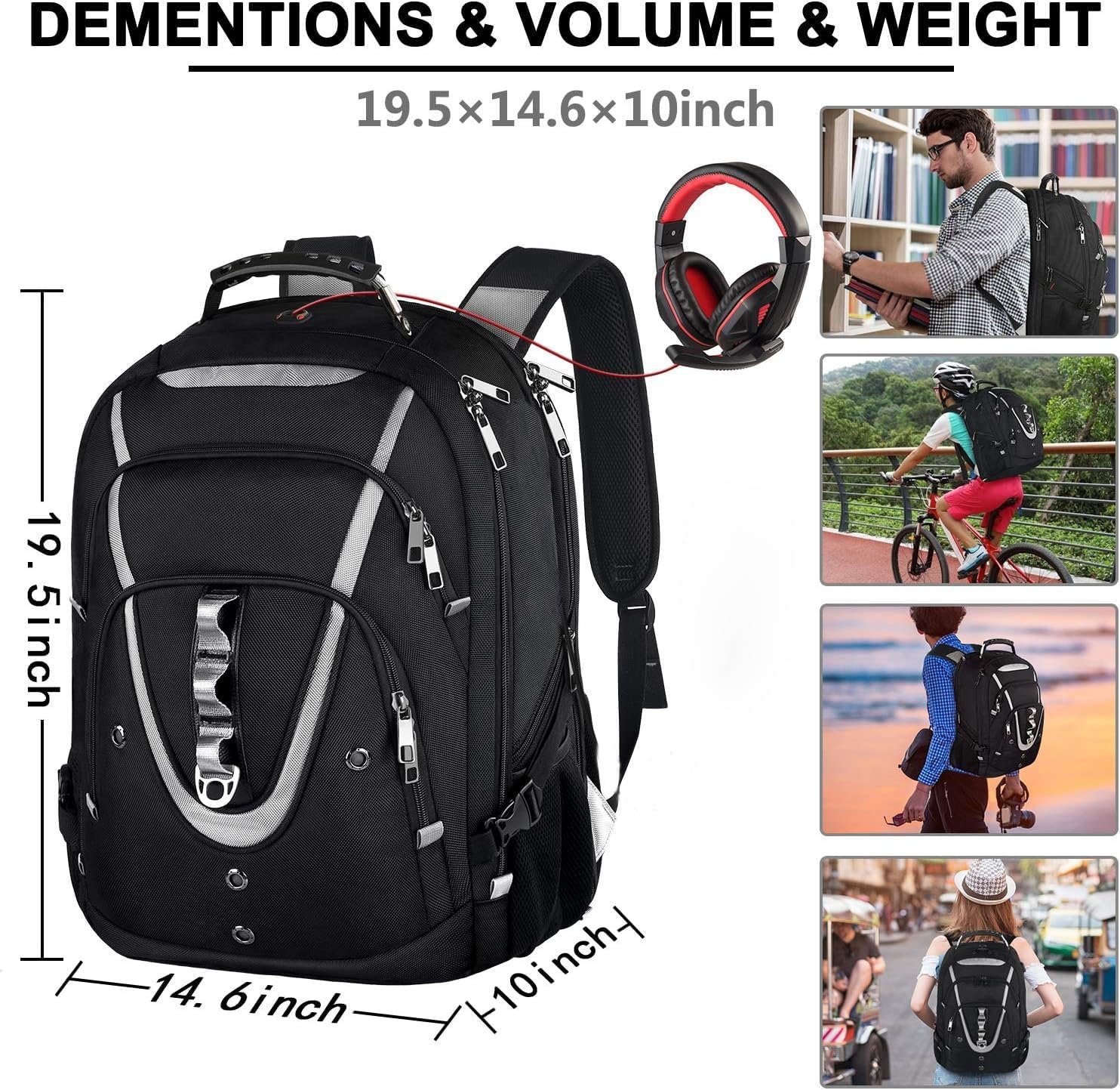 17 inch Laptop Backpack, Large Travel Backpack for Men, College Bag | Airline Approved and TSA Friendly, RFID Anti Theft Water Resistant Bookbag Fit for College High School Students Weekender - Image 6