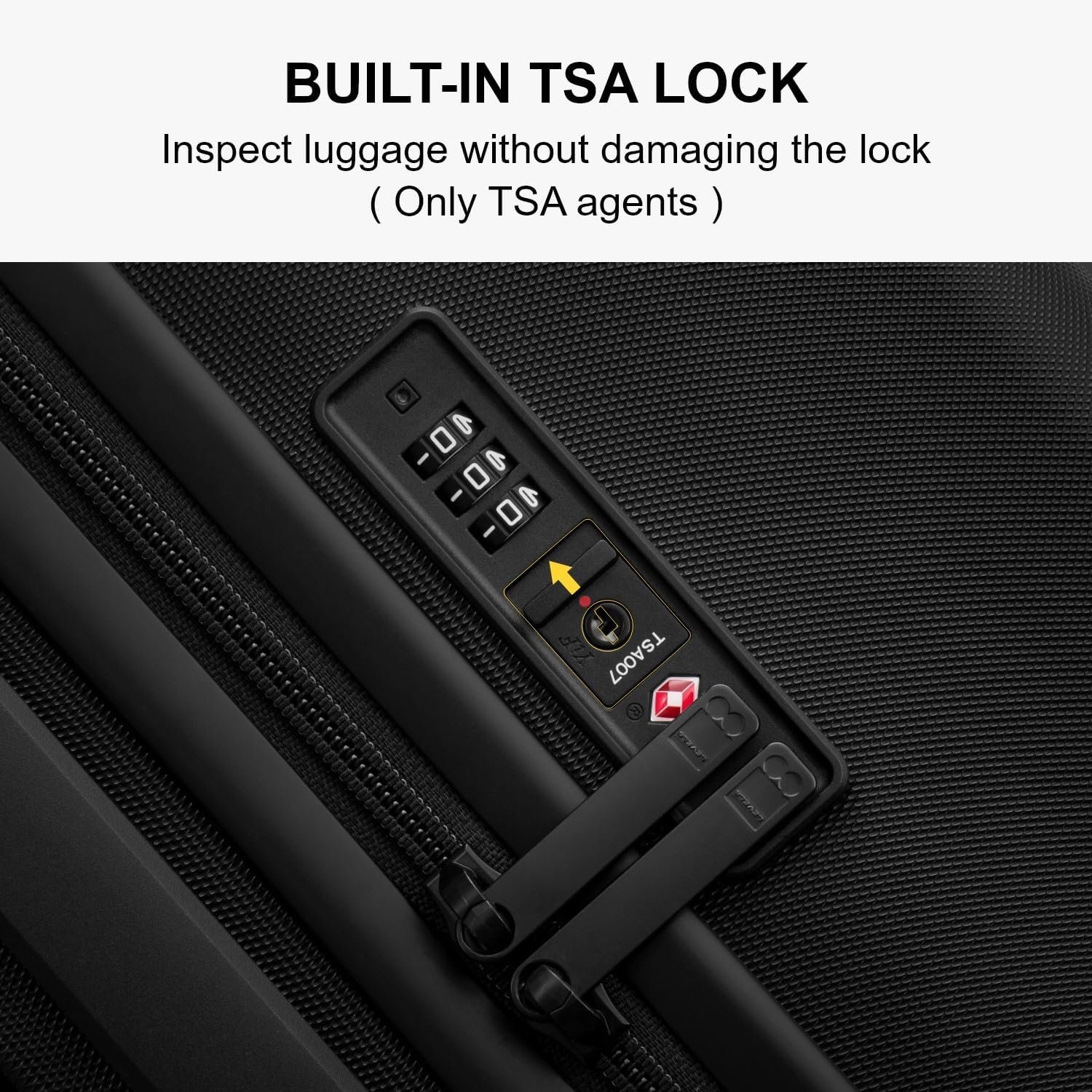 LEVEL8 Luggage Sets 3 Piece, 20 Inch Carry on, 24&28 Checked Hardshell Suitcases Set, Lightweight Luminous Textured Large Luggages with Spinner Wheels Tsa Lock, 3-Piece Set (20/24/28), Black - Image 7