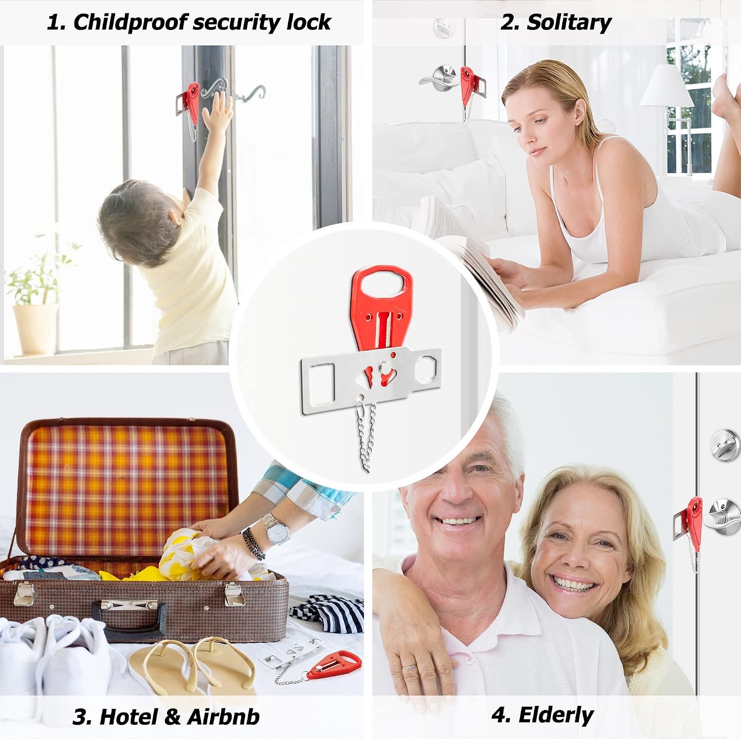 AceMining Portable Door Lock, Hotel Travel Door Lock Security for Home | Hotel Safety Device for Door Security, Portable Lock for Hotel Room, Apartment, College Dorm and Travel - Image 7