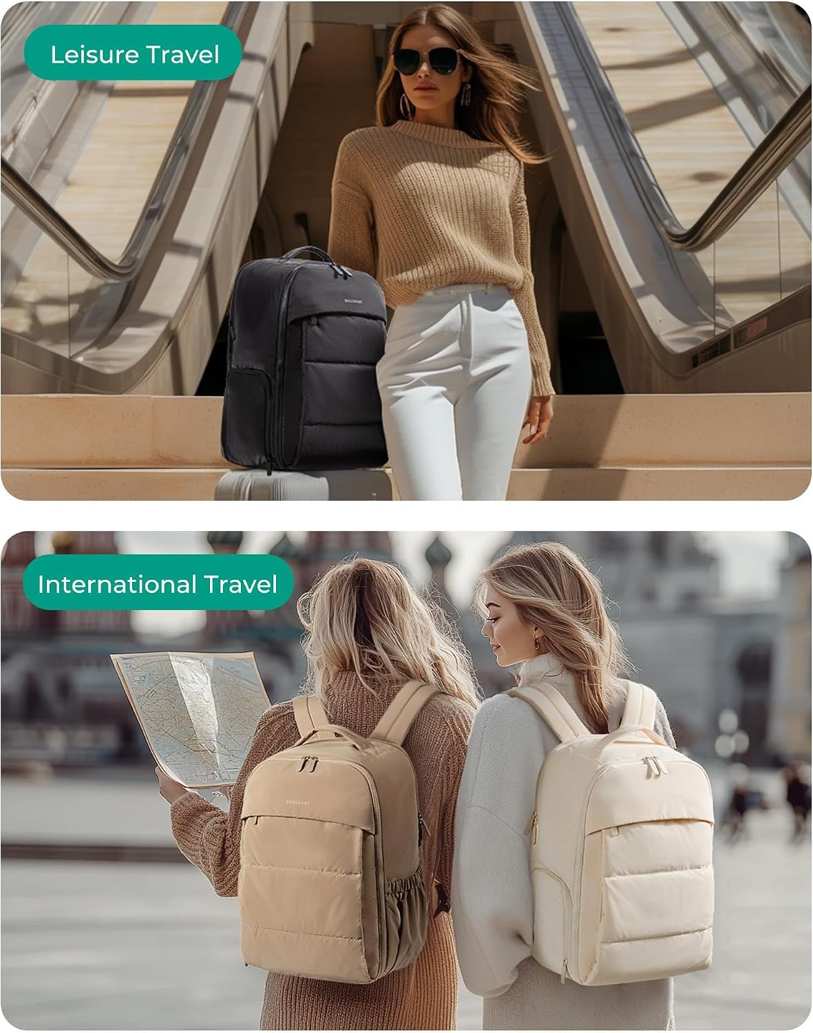BAGSMART Travel Backpack for Women, Gym Backpack with Shoe Compartment | Carry on Backpack Airline Approved, PVC Wet Pocket, Fits 15.6" Laptop, Large Side Pocket, Lightweight, Water-resistant - Image 7
