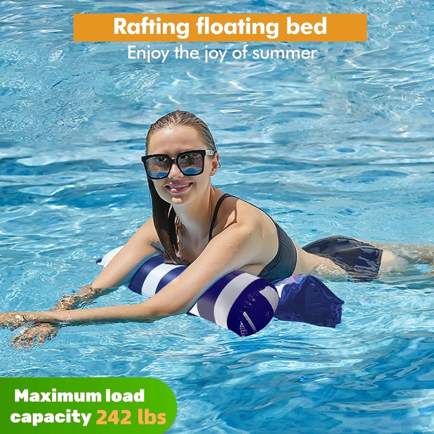 4 Pack Upgrated XL Water Pool Floats, 4-in-1 (Hammock, Saddle, Lounge Chair, Drifter) Multi-Purpose Water Pool Float, Non-Stick PVC Material. - Image 3