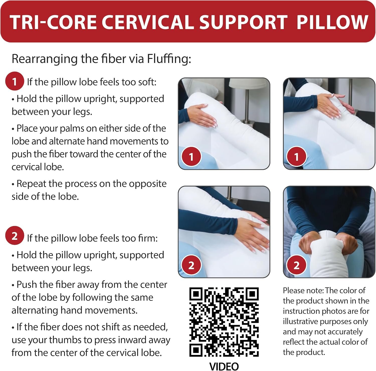 Tri-Core Ergonomic Cervical Pillow for Neck Pain Relief Full Size Firm WH | Contoured cervical pillow supports spinal alignment for side and back sleepers to promote neck comfort and better sleep. - Image 7