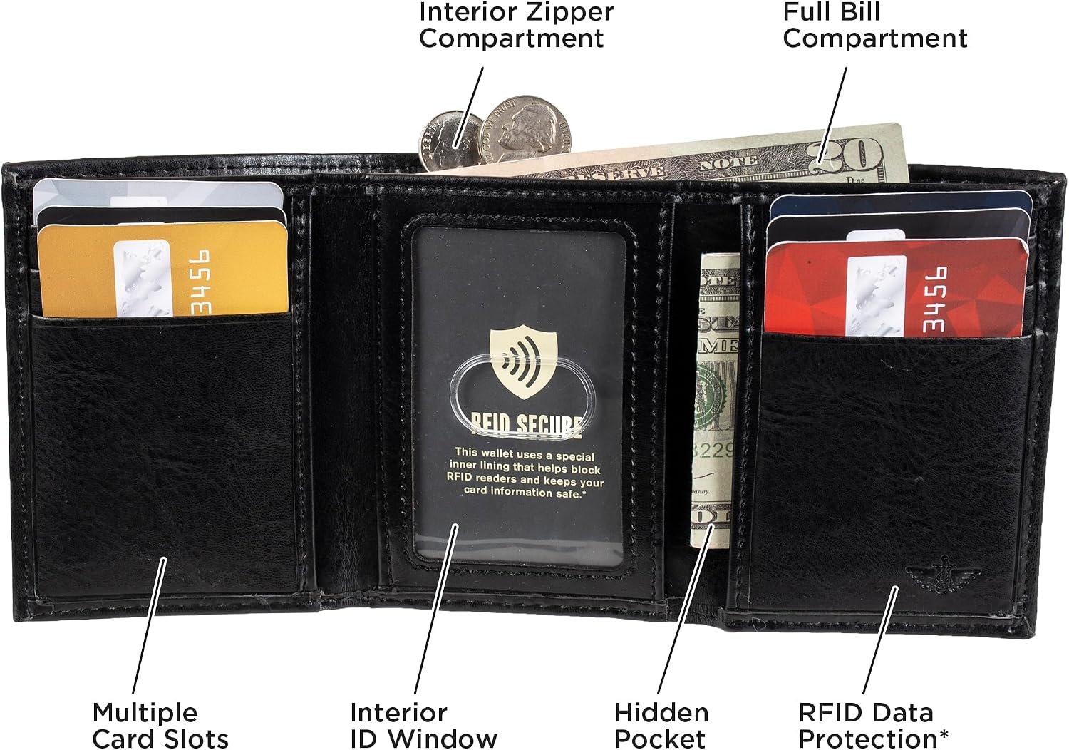 Dockers Men's Extra Capacity Slim Profile Trifold Wallet with Multiple Card Slots and ID Window - Image 6
