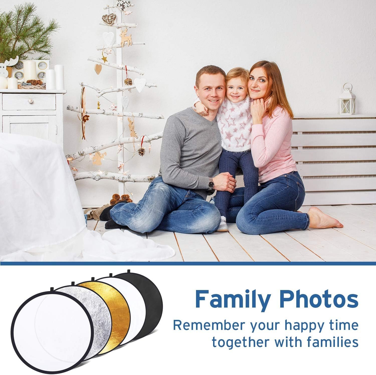 Etekcity 24" (60cm) 5-in-1 Photography Reflector, Multi-Disc Light Reflectors for Photography, Collapsible with Bag - Translucent, Silver, Gold, White and Black - Image 8