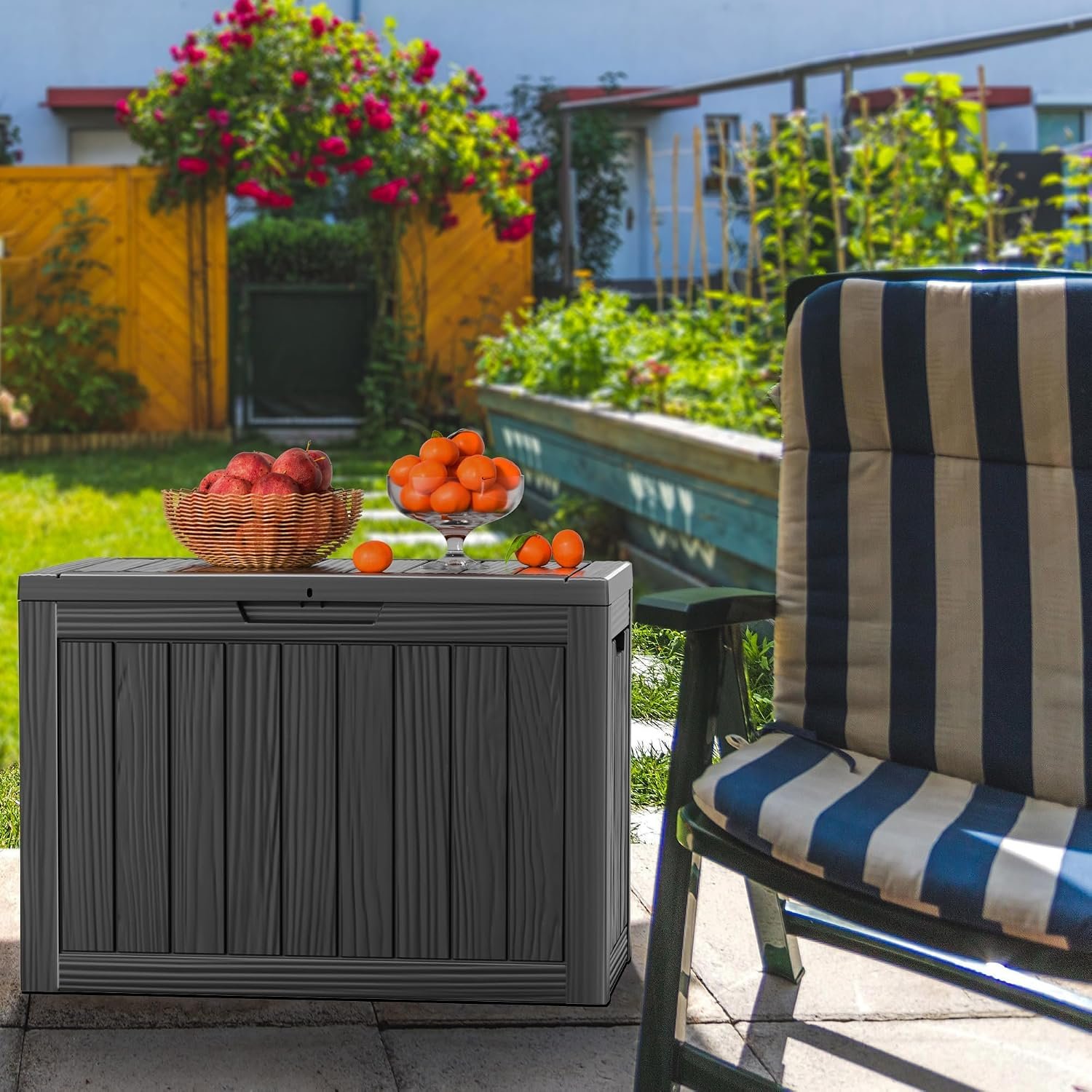 50 Gallon Outdoor Storage Box Waterproof Lockable Deck Boxes | UV Resistant Resin, for Garden Tools Cushions Patio Equipment, 300 lbs Capacity, Portable Design, Easy 16-Min Assembly - Image 7