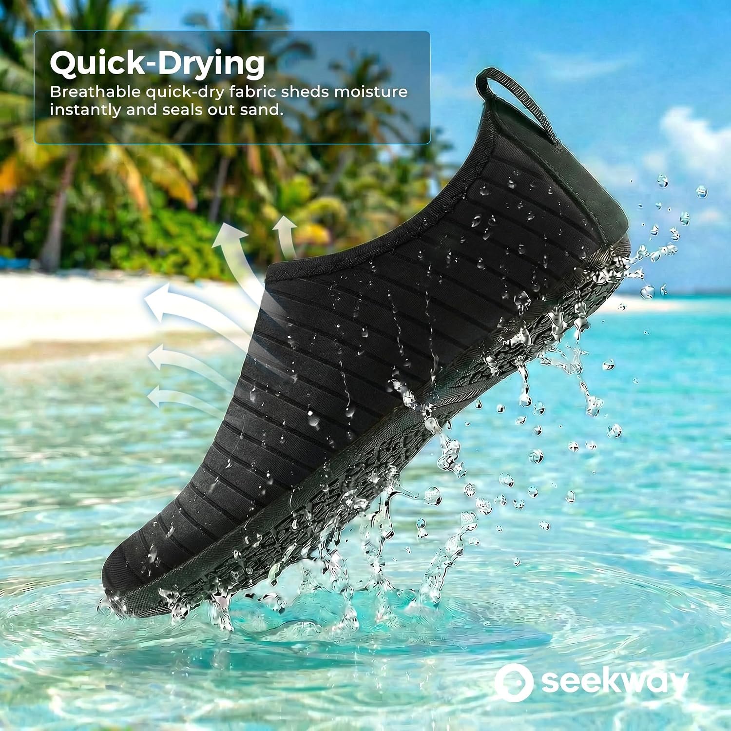 SEEKWAY Water Shoes Women Men Adult Quick-Dry Aqua Socks Barefoot Non Slip for Beach Swim River Pool Lake surf Black SK002(U) - Image 4