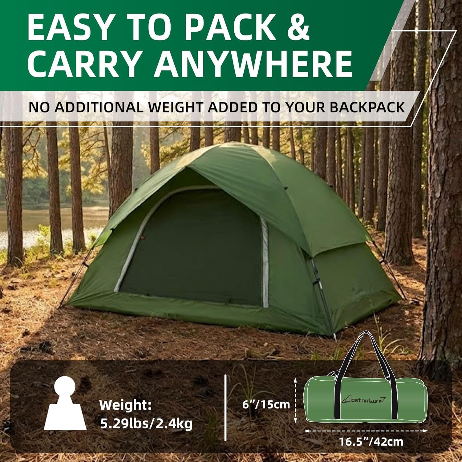 Clostnature Waterproof Camping Tent for 2 Person, 4 Person, Easy Setup Tent | 190T Polyester, PU2000, Lightweight, Durable, Compact, Freestanding, Great Ventilation, Small Tent for Outdoor, Kids, Scouts - Image 5