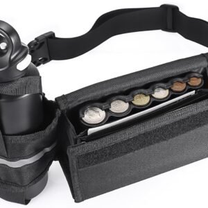 BSTKEY US Coin Holder Coin Dispenser with Water Bottle Holder, Fanny Pack with Banknote Waiters Purse Coin Sorter Coin Organizer, Black Coin Storage Bag with Belt for Waitress Serve Hiking Walking