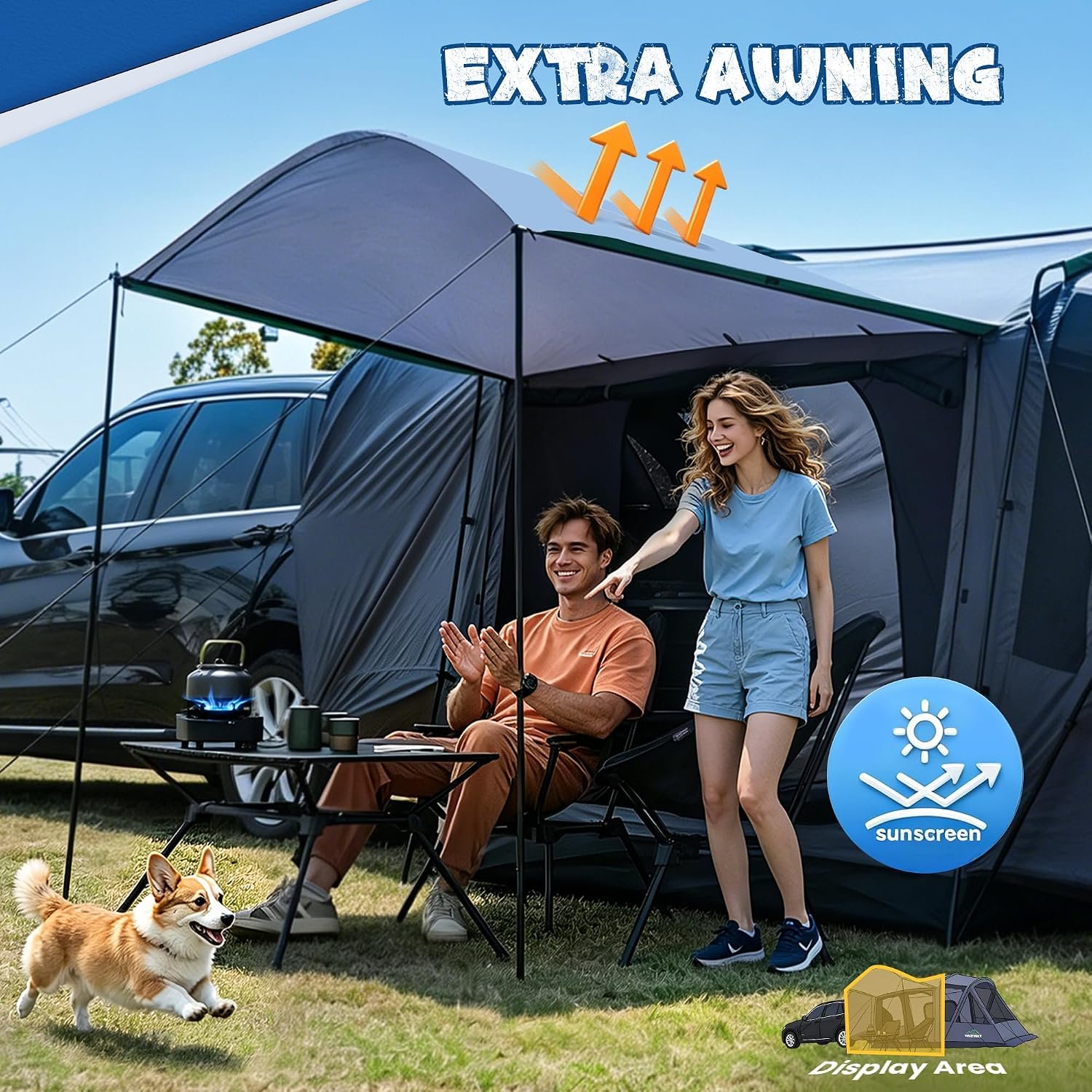 5-9 Person SUV Tent, Screen Porch and Awning, 14.1x9.2x6.9 FT | PU3000 Waterproof, UPF 50 Sun Protection, Can Be Independently Set Up, Portable Storage Bag Included, Fits Jeep And Truck - Image 4