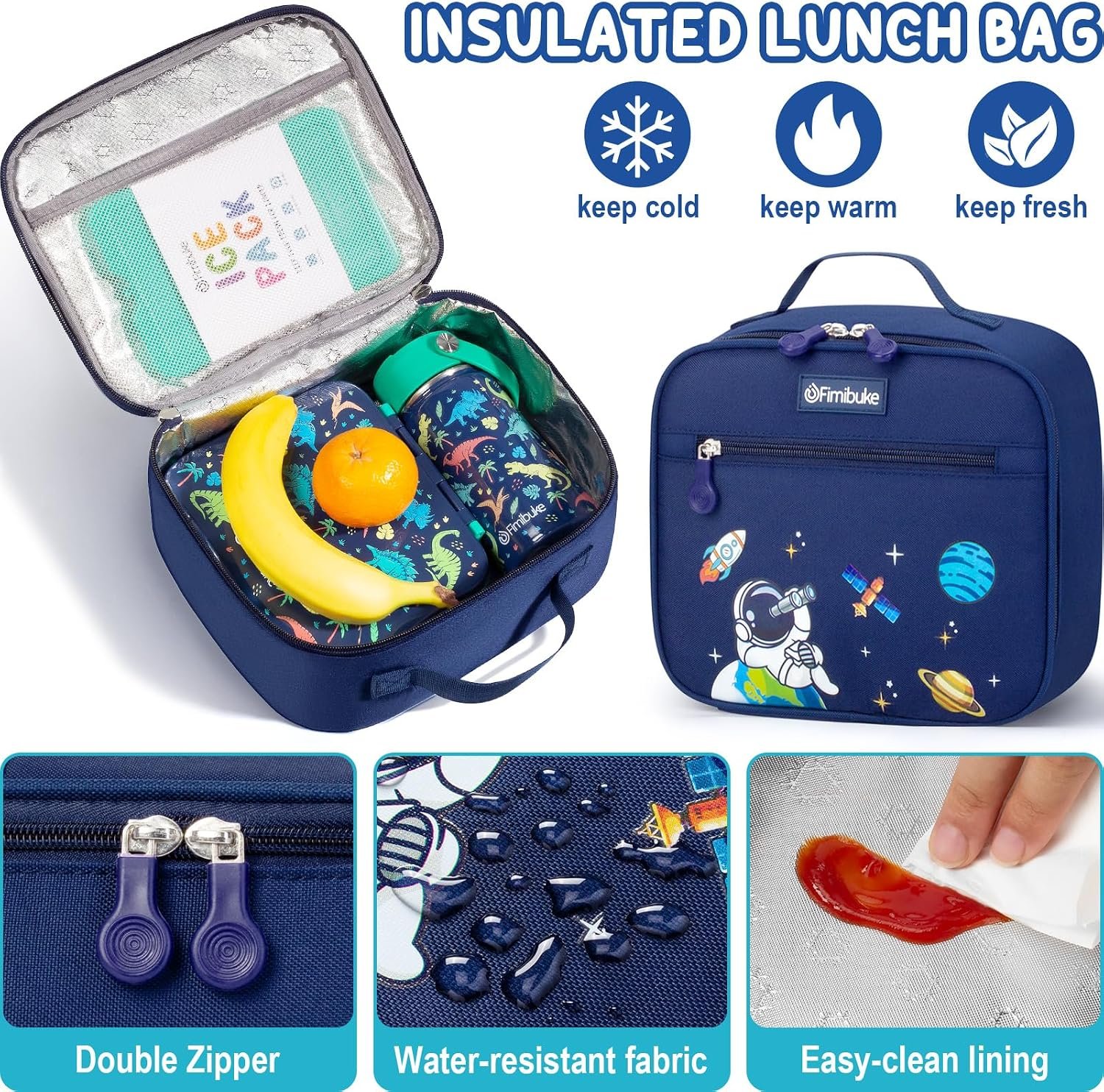 Fimibuke Kids Backpack for Boys, 3 PCS Dinosaur Backpack w/Lunch Box Set | Waterproof Boys Bookbag Lunch Box Combo for Toddler Kids Age 5-12 , Dino School Bag for Kindergarten to Middle Back to School - Image 5