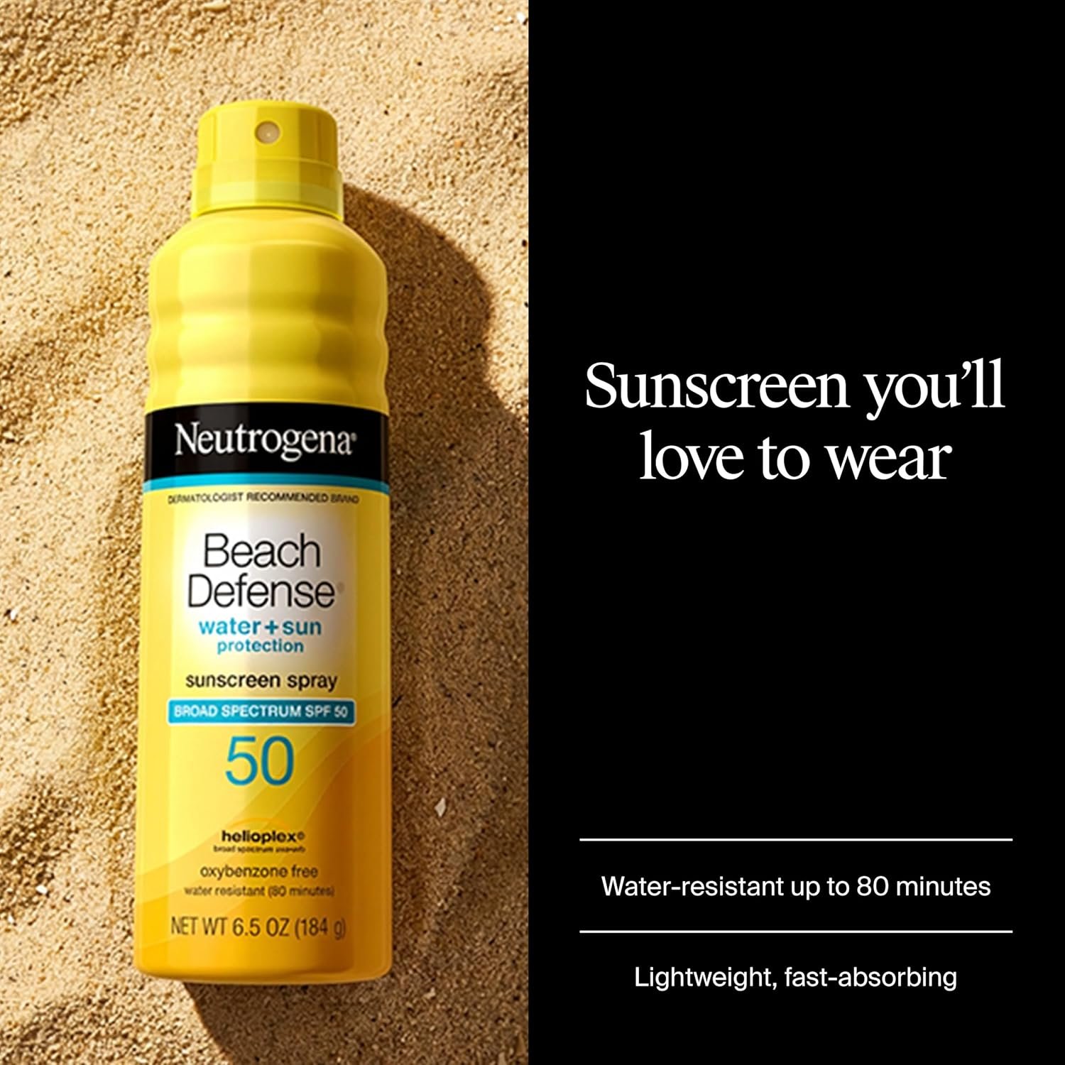 Neutrogena Beach Defense Sunscreen Spray, SPF 50, 6.5 oz | Face & Body, Broad Spectrum for UVA/UVB Protection, Lightweight Sunscreen, Water-Resistant up to 80 Minutes, Beach-Strength - Image 2