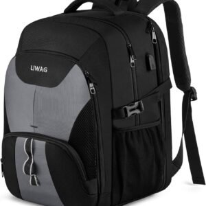 Extra Large Backpack for Men 50L,17inch Travel Backpack with USB Charging Port,TSA Big Business Anti Theft Durable Laptops Backpack,Water Resistant College Padded Computer Bag Gifts for Men Women,Grey