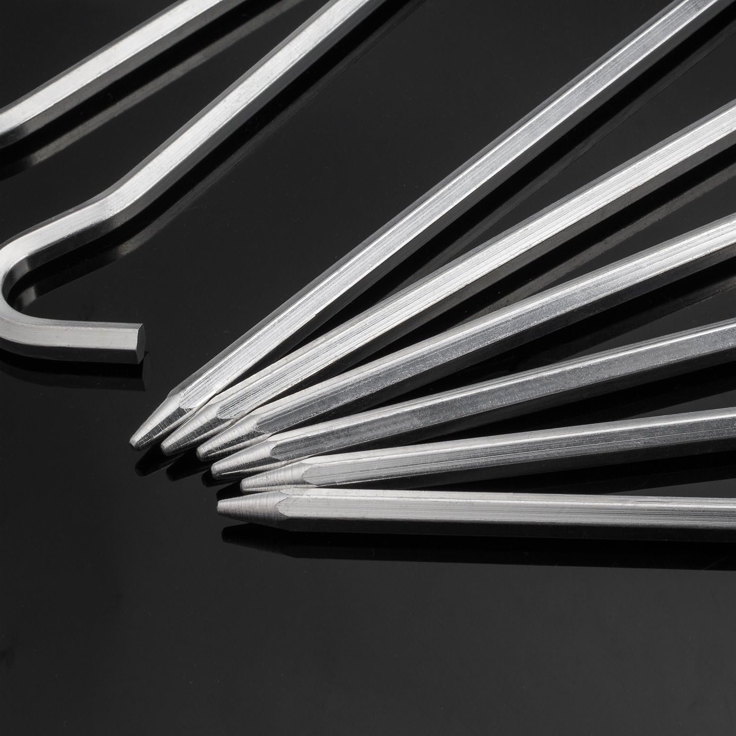 Tent Pegs - Aluminium Tent Stakes Pegs with Hook - 7’’ Hexagon Rod Stakes Nail Spike Garden Stakes Camping Pegs for Pitching Camping Tent, Canopies - Image 6