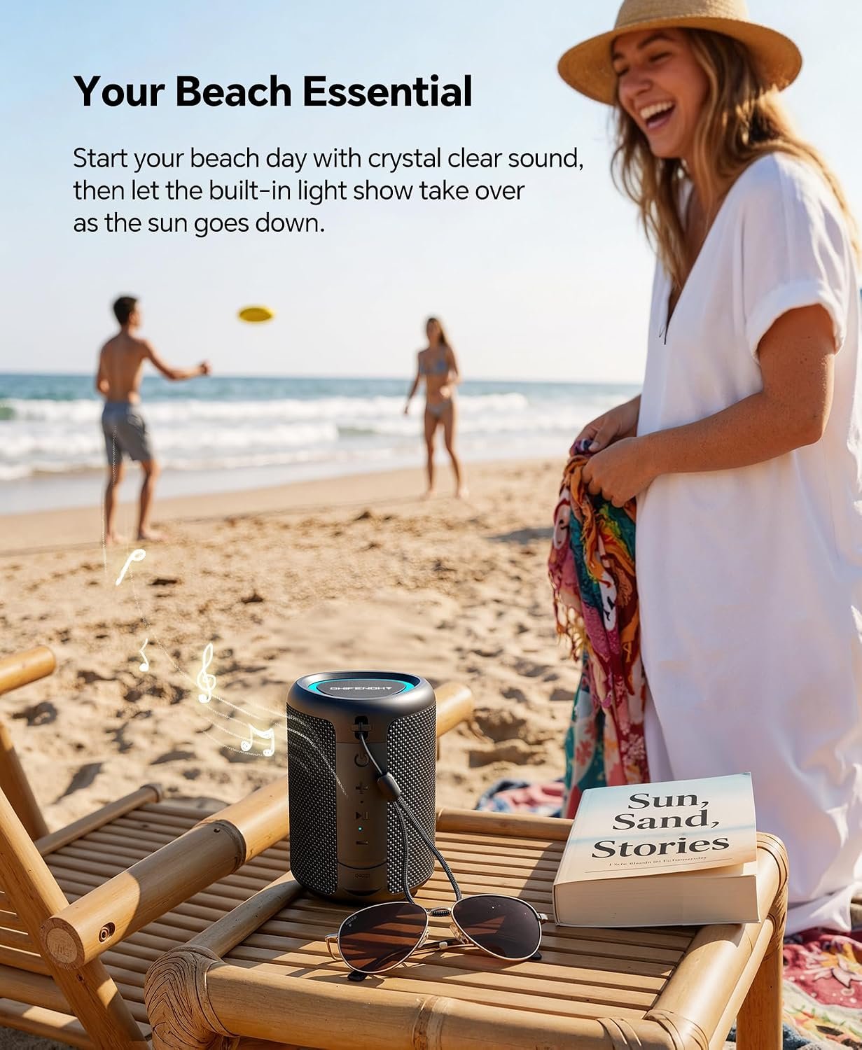 Portable Bluetooth Speaker Beach Essentials: IPX5 Waterproof for Outdoor/Powerful HD Sound/Dynamic Light/All Day Playtime/Wireless BT 5.3/TWS Pairing, Travel|Camping|Pool Accessorie, School Supplies | Powerful HD Sound,Dynamic Light,All Day Playtime,Wireless BT 5.3,TWS Pairing,Travel|Camping|Pool Accessorie,School Supplies - Image 5