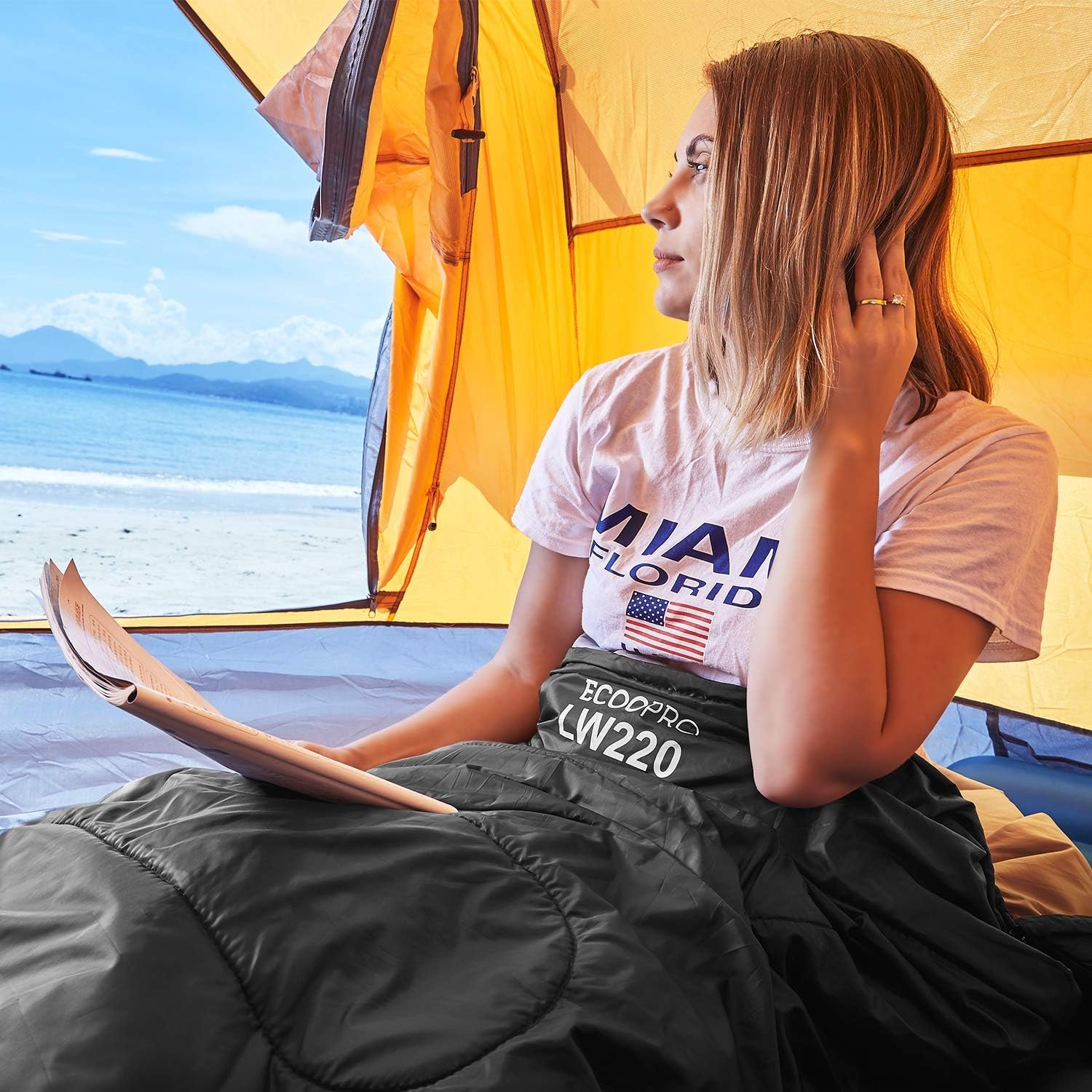 Warm Weather Sleeping Bag - Portable, Waterproof, Compact Lightweight, Comfort with Compression Sack - Great for Outdoor Camping, Backpacking & Hiking-83 L x 30" W Fits Adults - Image 5