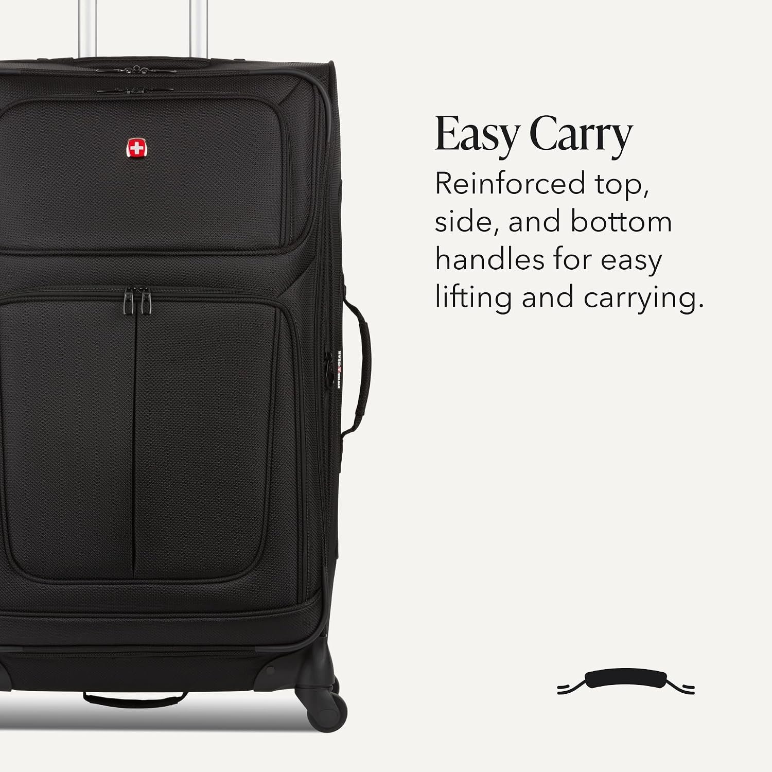 SWISSGEAR Sion Softside Expandable Spinner Luggage Durable Lightweight Travel Suitcase, Black, Checked-Large - Image 5