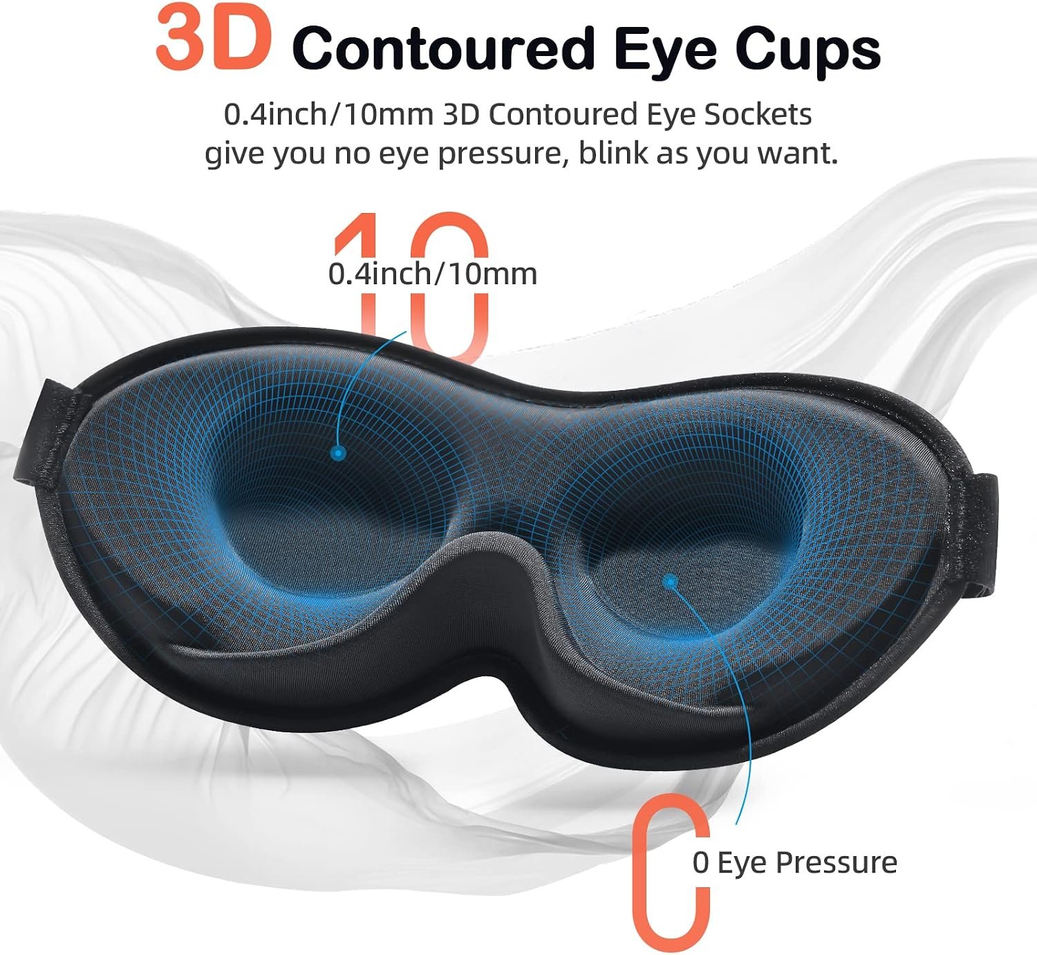 Sleep Mask for Side Sleeper, 3D Zero-Pressure, 100% Blackout, Nap | Ice Silk Lining, Ultra Soft Eye Mask For Sleeping, Breathable Blindfold, Sleep Mask For Men Gifts/Travel Essentials, Black - Image 4