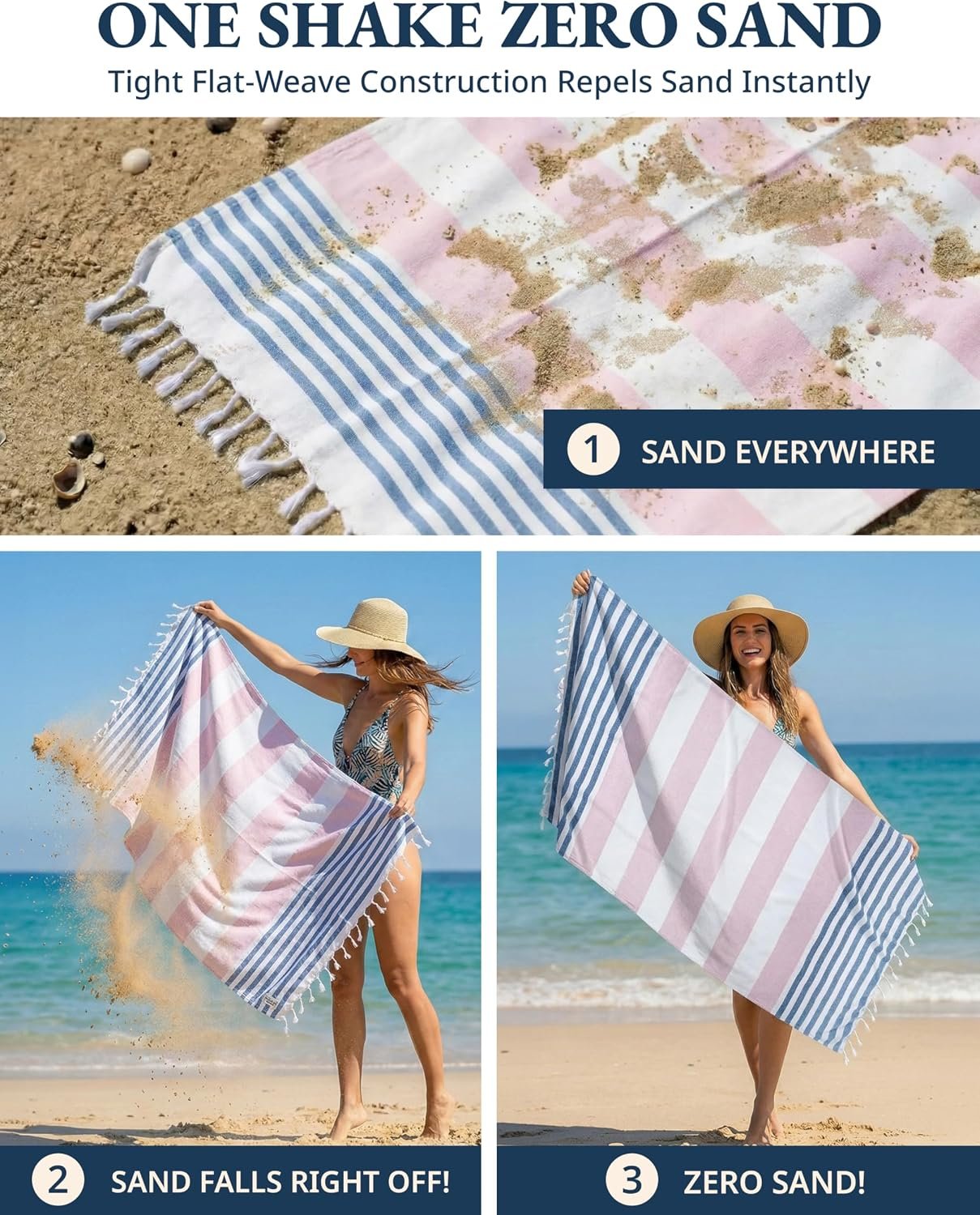 LANE LINEN Beach Towels 12 Pack, Super Absorbent, XL - Seaside Symphony | Oversized & Pre-Washed Large Beach Towel Set - Stylish Pool Towels for Adults - Quick Dry, 39"x71", Vacation Essential, Soft - Image 5