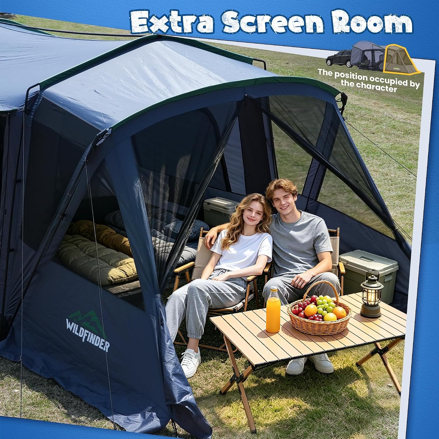 5-9 Person SUV Tent, Screen Porch and Awning, 14.1x9.2x6.9 FT | PU3000 Waterproof, UPF 50 Sun Protection, Can Be Independently Set Up, Portable Storage Bag Included, Fits Jeep And Truck - Image 3