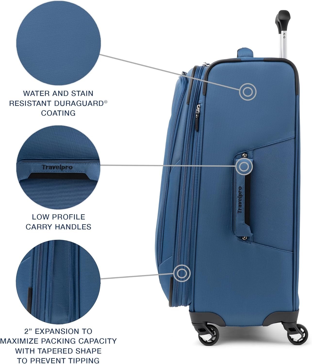 Travelpro Maxlite 5 Softside Checked Luggage Spinner, Blue, 25-Inch | Medium Checked Suitcase, Expandable With 4 Wheels, Lightweight & Versatile Travel Design, Men & Women - Image 3