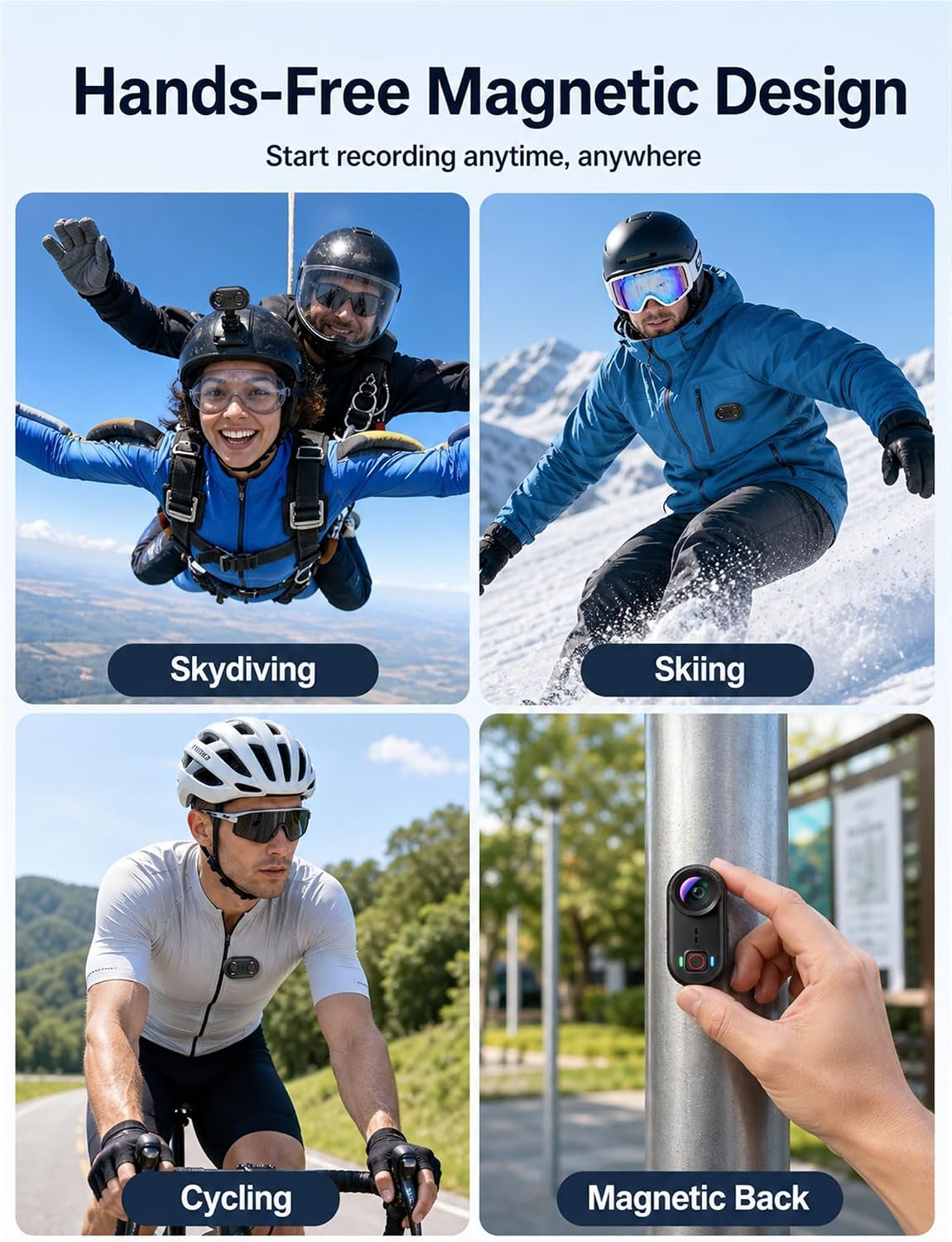 4K Waterproof Mini Action Camera, 64GB WiFi POV Video Wearable Body Camera | Magnetic pendant, clip mount, charging base, hands-free POV recording for motorcycle, hiking and sports - Image 7
