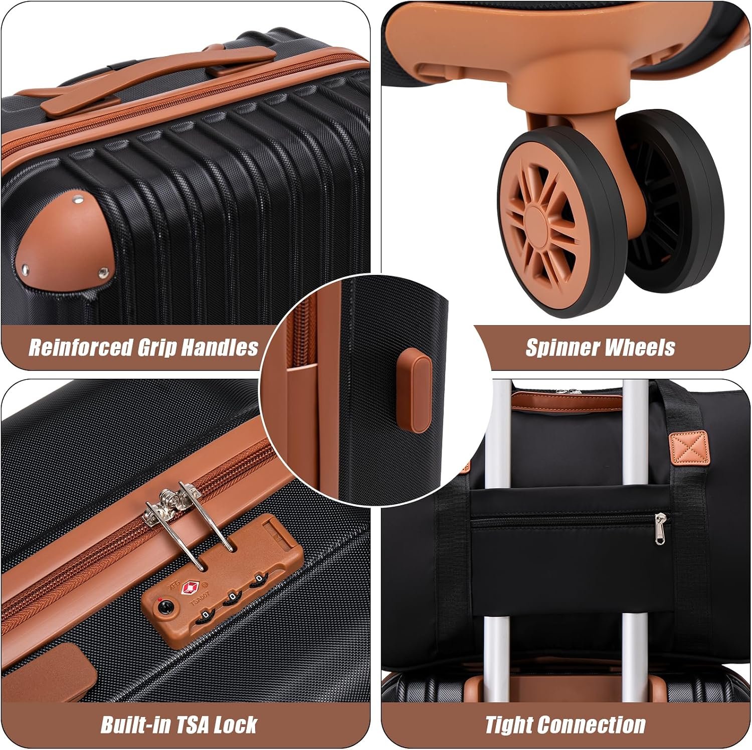Cosbarn Luggage Sets 5 Piece Suitcases with Wheels, Suitcase Set ABS Hard Case Luggage with TSA Lock Spinner Wheels Durable Travel Luggage - Image 3