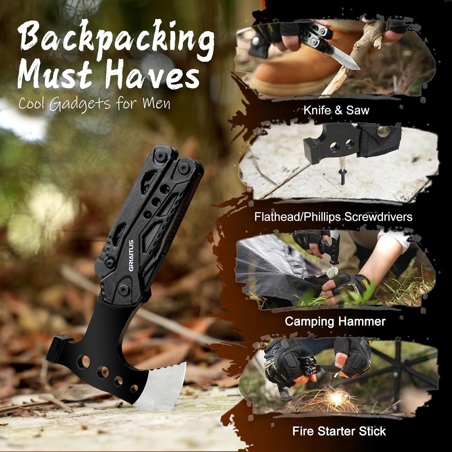 16 in 1 Multitool Camping Survival Gear with Axe Saw Pliers Whistle Hammer | Camping Accessories with Screwdrivers Bottle Opener Multitool-Knife and Gifts for Men Dad Husband Birthday Gifts - Image 3
