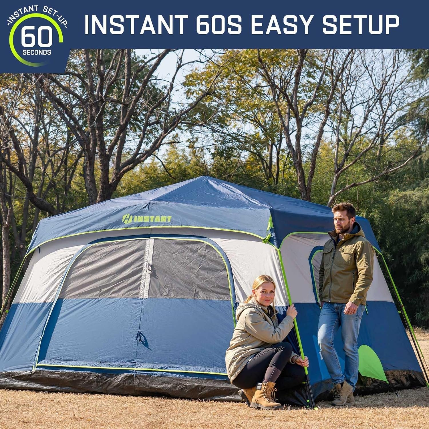 4/6/8/10 Person Instant Tent,Pop Up Tents for Camping with Rainfly | 60 Seconds Easy Setup,Cabin Tent for Family Camping with Expandable Carry Bag & Upgraded Ventilation - Image 5