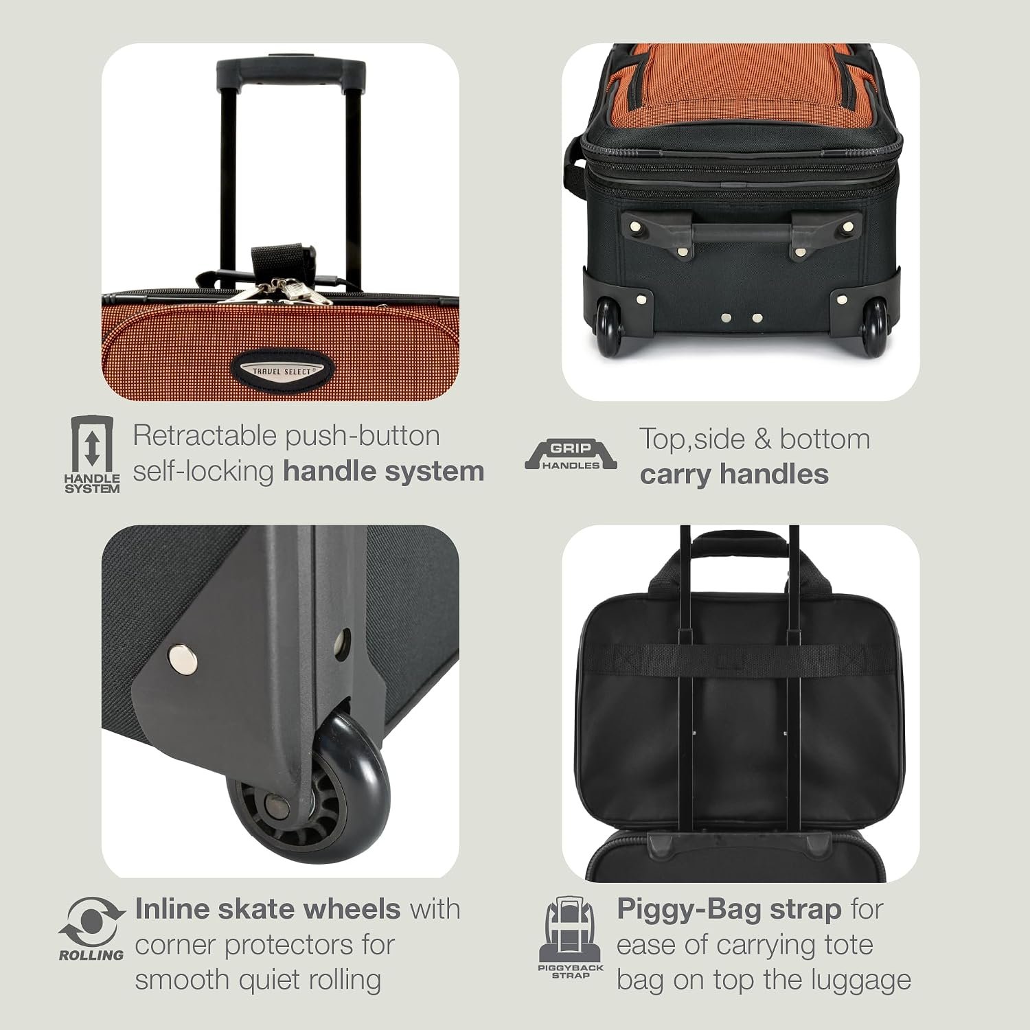 Travel Select Amsterdam Softside Expandable Luggage with Rolling Wheels, Navy, 4-Piece Set (15/21/25/29) - Image 6