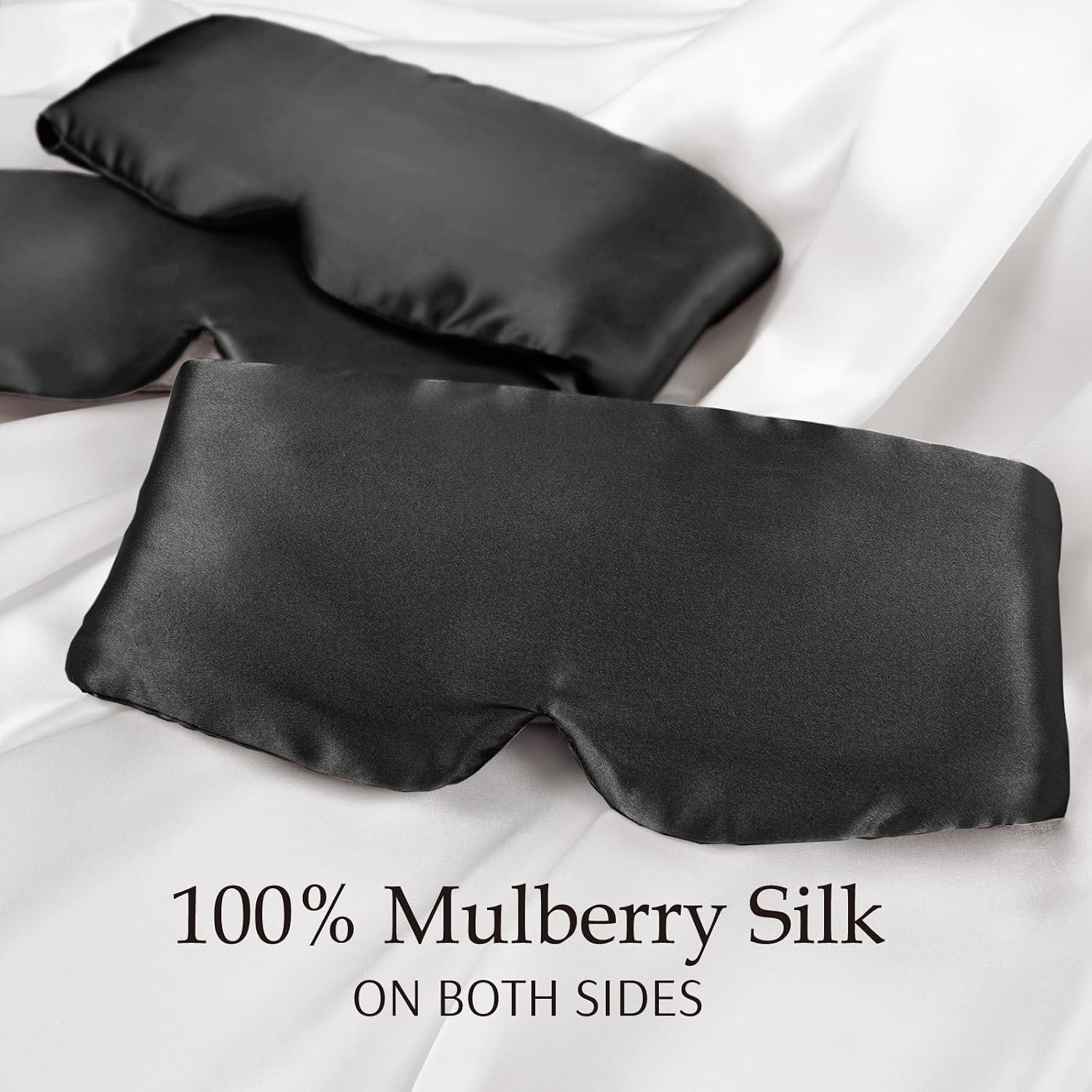 Zenssia 100% Mulberry Silk Sleep Mask Eye Mask for Men and Women, Black | Larger Size, Sleeping Mask, Adjustable Headband, Ear Protection, Soft Breathable, For travel, naps, improved sleep quality. - Image 2