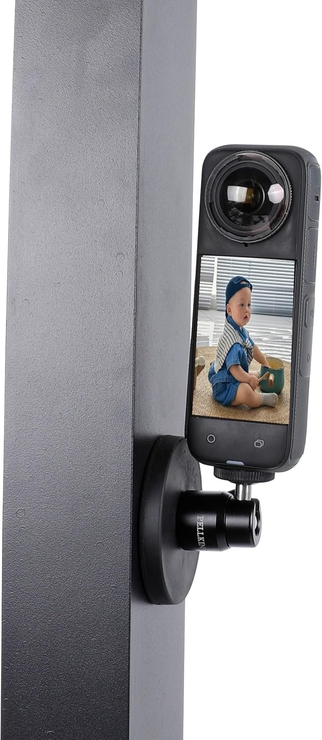 PellKing Magnetic Camera Mount for Insta360 X5 X4 X3-360° Adjustable Ball Head -Compatible with All Action Cameras on Cars, Boats, Metal Surfaces