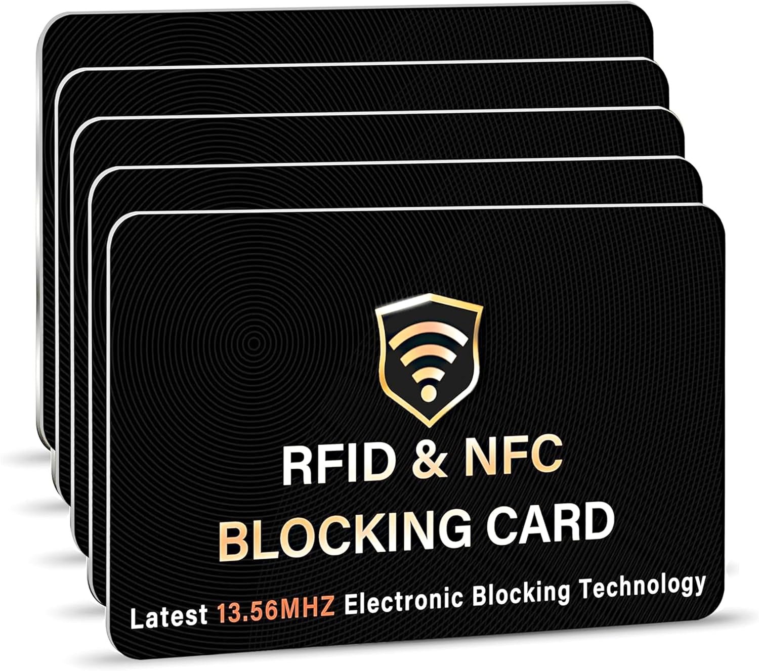 SaiTech IT 5 Pack RFID Blocking Card for Credit Debit ID Card, Black | Slim Anti-Theft Contactless NFC RFID Blocker Protector, Easily Fit into Wallet and Purse, for Men & Women