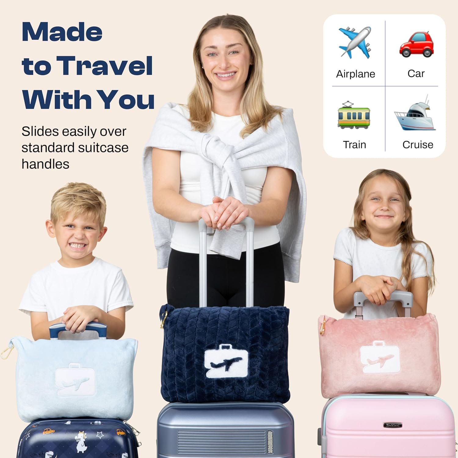 EverSnug Travel Blanket and Pillow - Premium Soft 2 in 1 Airplane Blanket with Soft Bag Pillowcase, Hand Luggage Sleeve and Backpack Clip (Light Pink) - Image 4