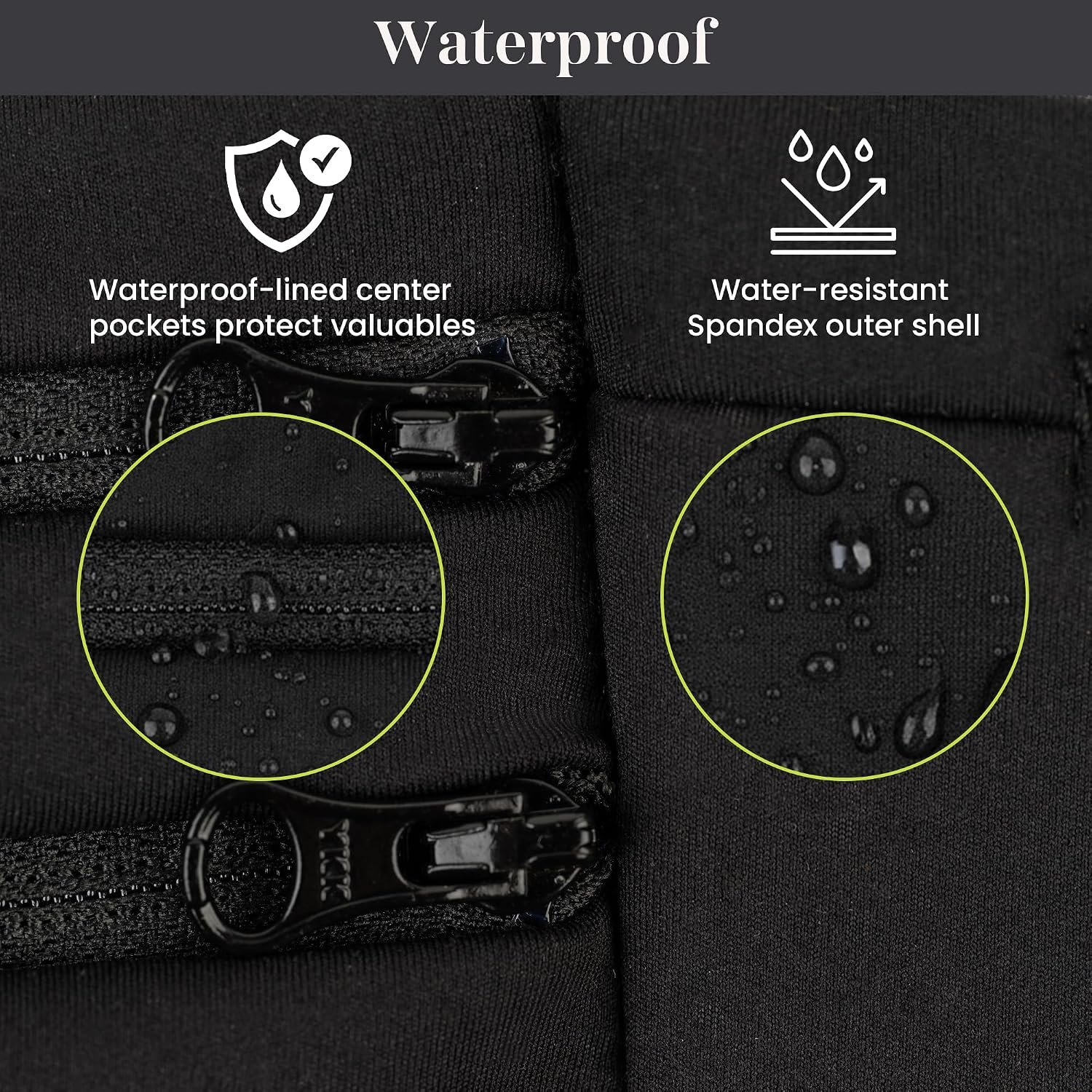 Running Belt Money Belt, 3 Large Zippered Pockets | Fanny Pack - Adjustable No-Bounce, 1 Waterproof Pocket, Water Bottle Holder, Key Clip, Fits Phone, Passport & More - Image 6