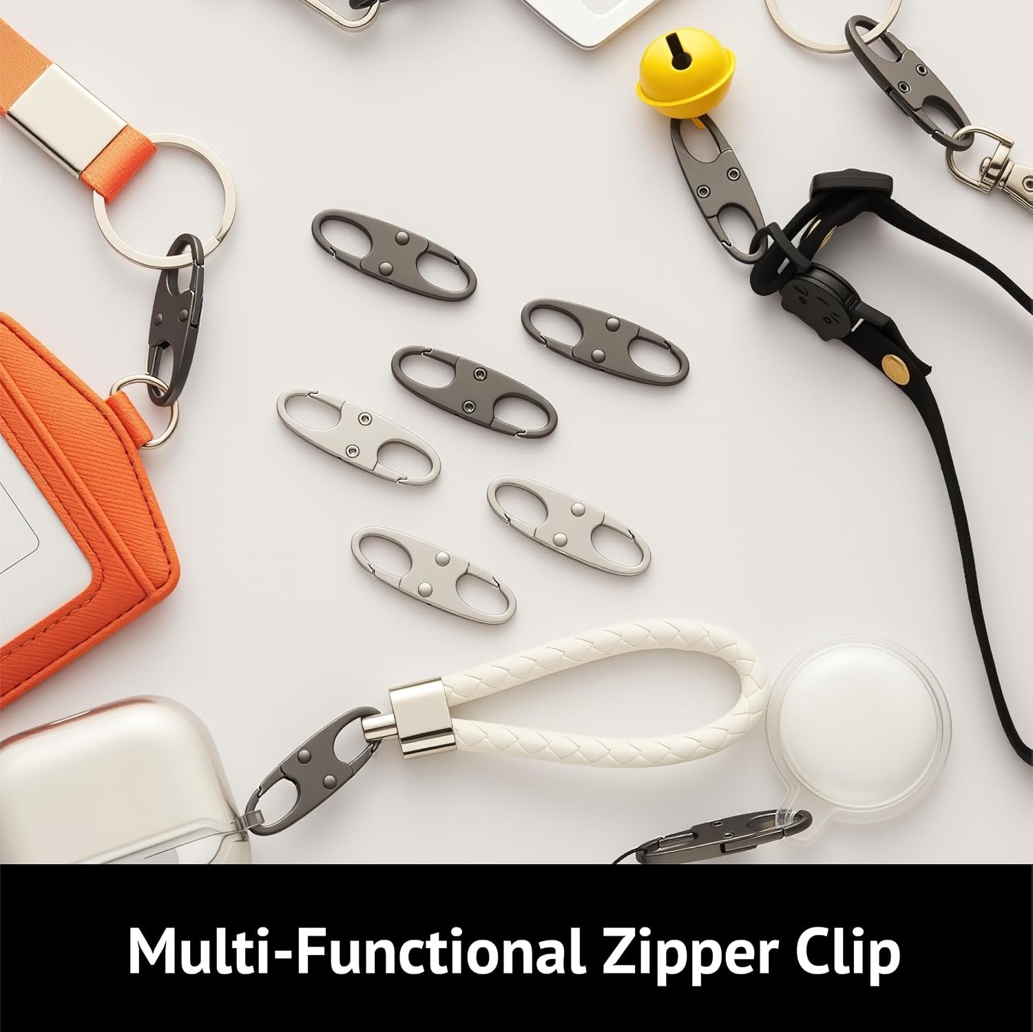 zelin Anti Theft Zipper Clips, Travel Essentials, Carabiner, 4Pcs Grey | Elegant Zinc Alloy Zipper Pull Locks, Airplane Gadgets and Travel Accessories for Backpacks, Commuting and Outdoor Safety - Image 6