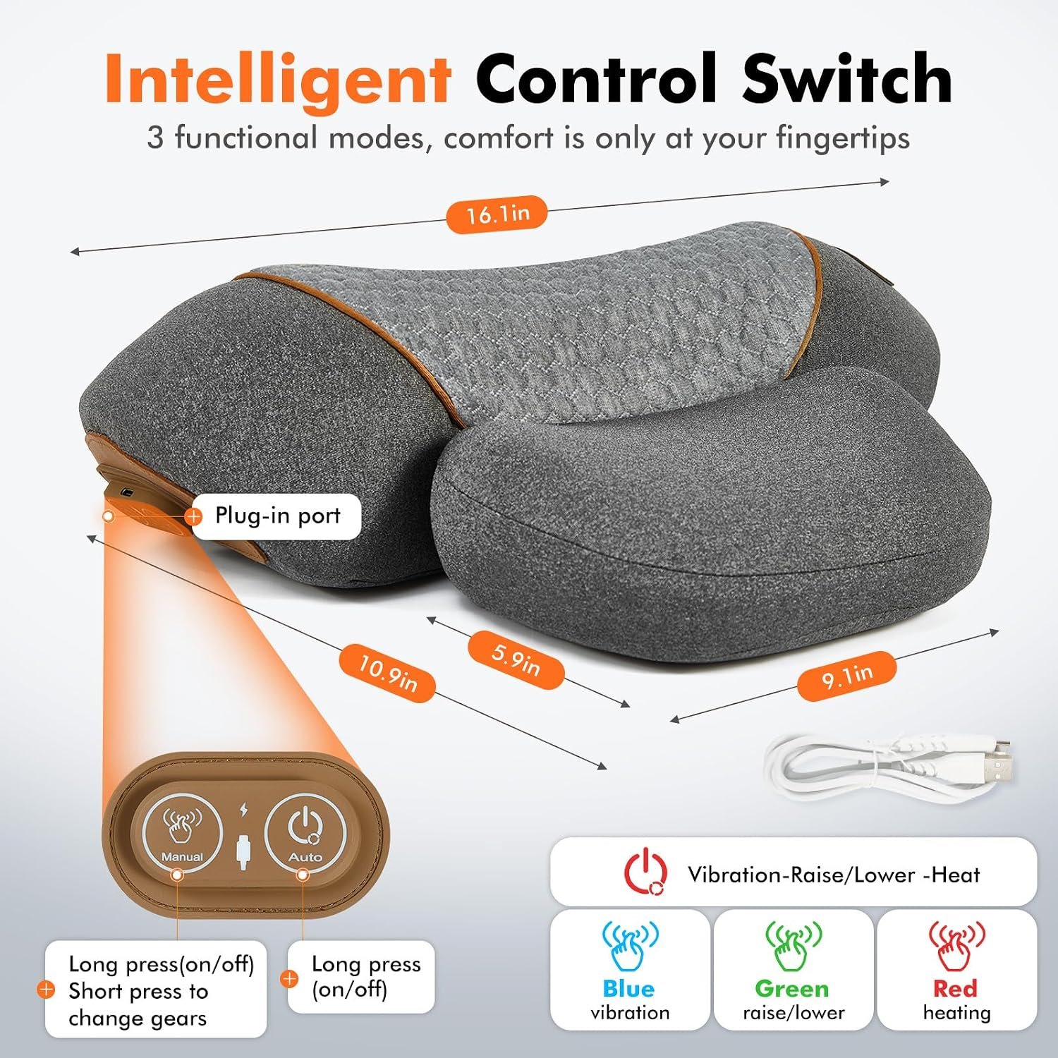 Neck Massager Pillow - 3-in-1 Neck Pillow with Battery, Travel Neck Massager Pillow for Shoulder Pain Relief, Deep Tissue Pain Relief with Heat and Stretching, Neck Hump Corrector for Women - Image 6