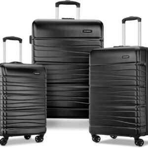 Samsonite Evolve SE Hardside Expandable Luggage with Spinners, Bass Black, 3PC Set (CO/M/L)