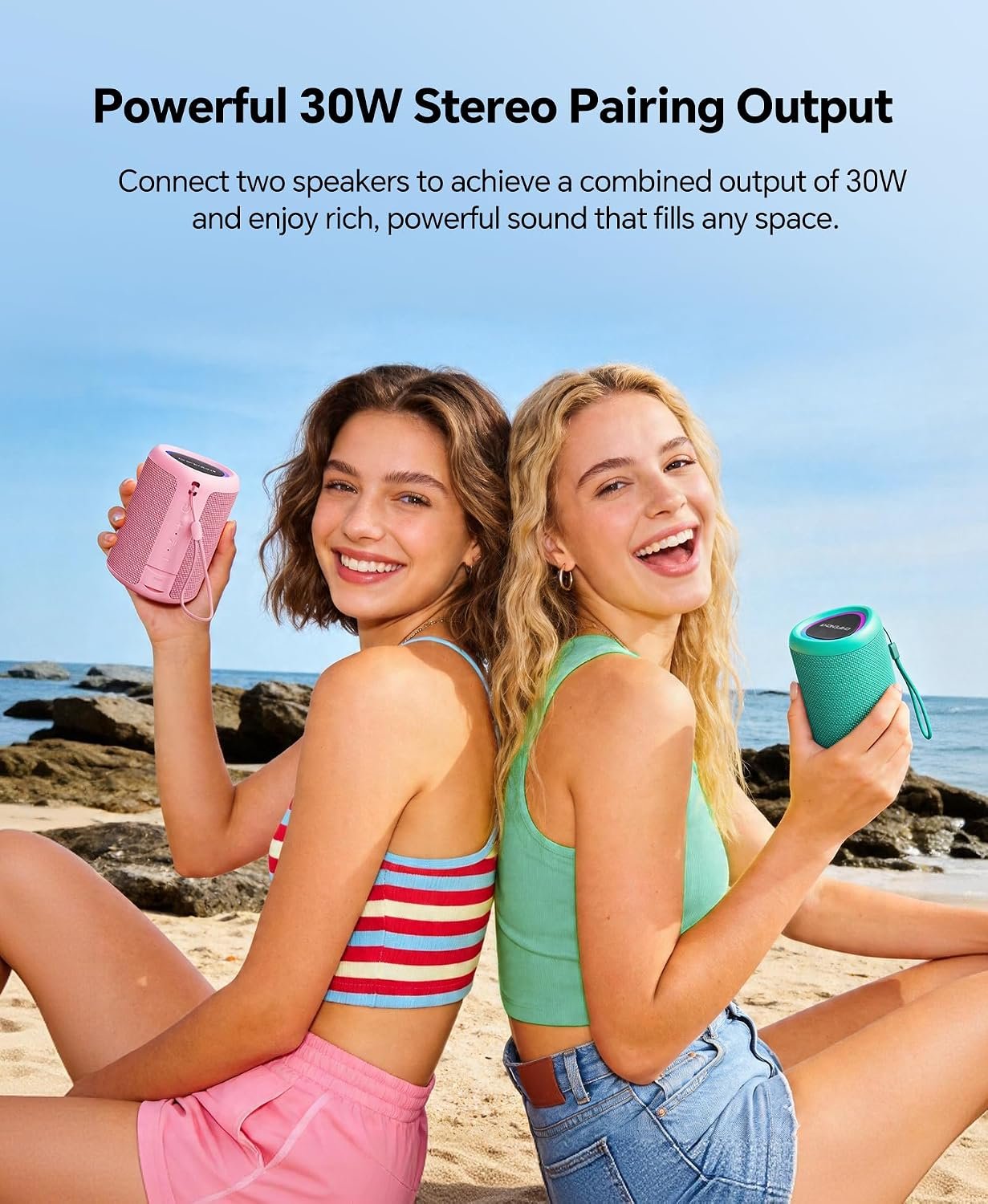 Portable Bluetooth Speaker Beach Essentials: Powerful Crystal Clear Sound/Dynamic Light/IPX5 Waterproof/All Day Playtime/Wireless BT 5.3/TWS Paring, Dad Gifts, Outdoor|Travel|Camping|Pool Accessories | Powerful HD Sound,Dynamic Light,All Day Playtime,Wireless BT 5.3,TWS Pairing,Travel|Camping|Pool Accessorie,School Supplies - Image 7