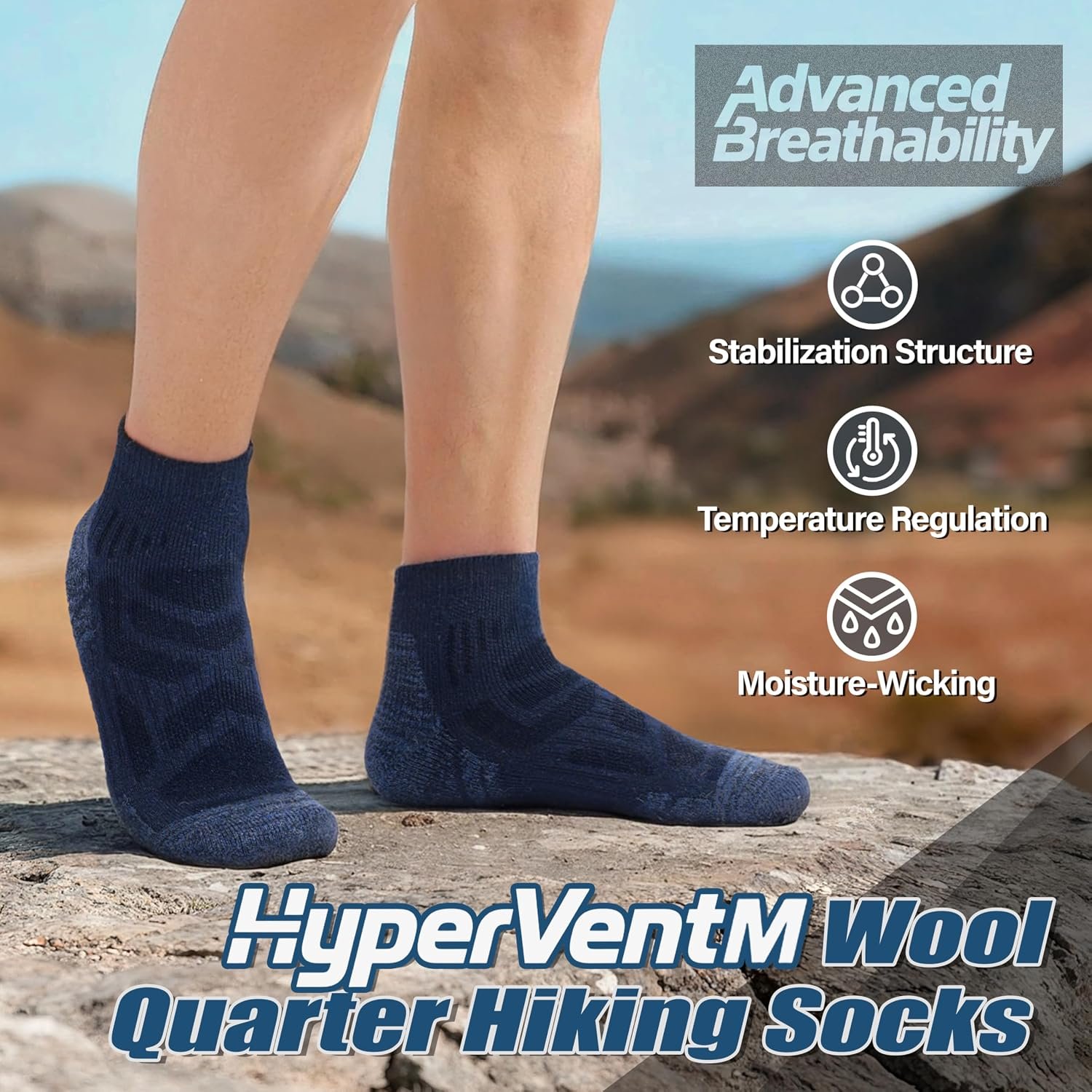 ANTSANG Merino Wool Quarter Ankle Hiking Running Socks for Women and Men | Enhanced Breathability, Dynamic Ventilation, Targeted Cushion, Stabilization System, Warm Thermal, Moisture-Wicking, 6 Pairs - Image 3