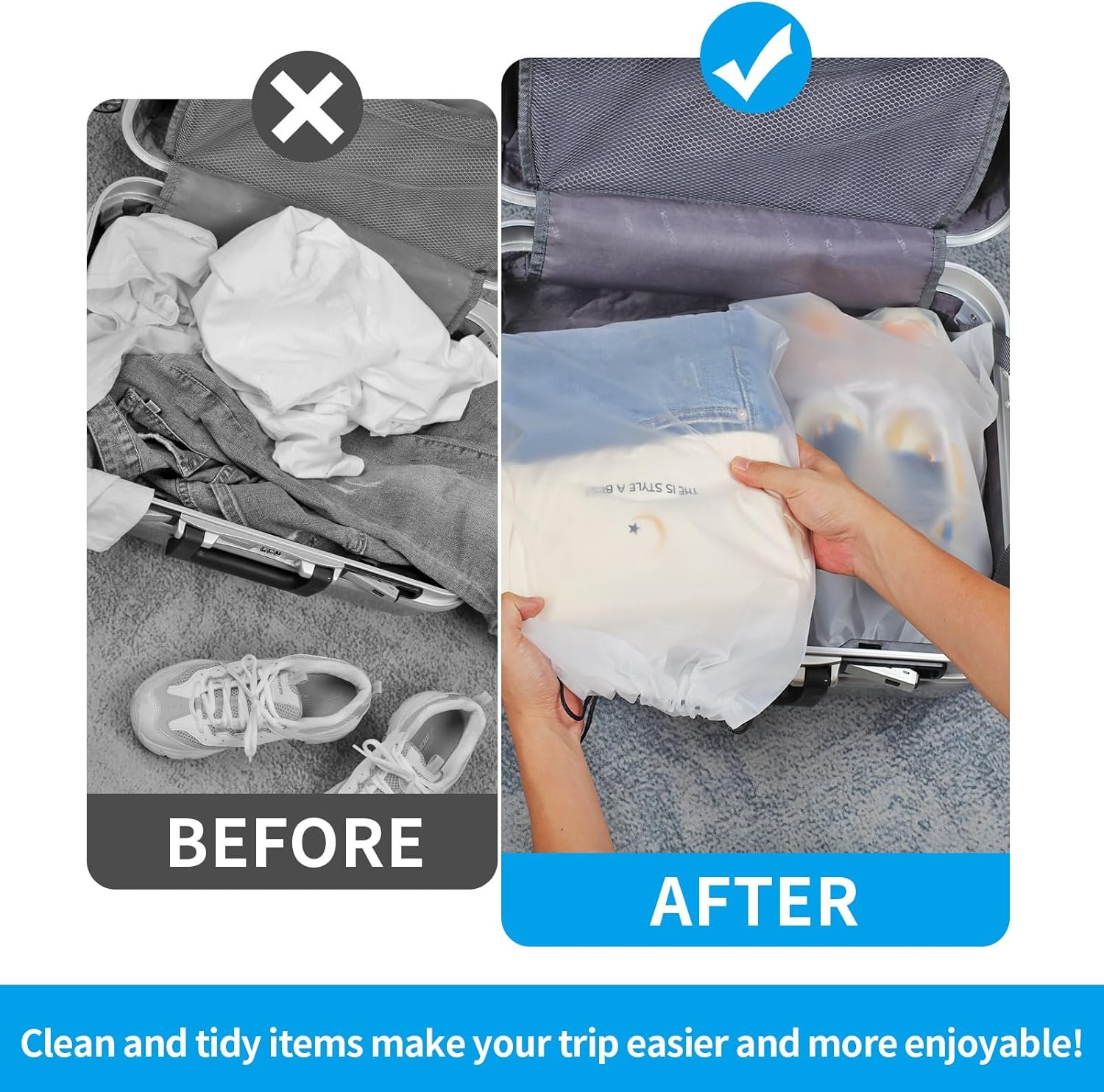 Clear Shoe Bags for Travel 5 PCS, Drawstring Travel Shoe Bags for Packing | 15.7" x 11.8" Waterproof Dustproof Portable Travel Shoe Storage Bag for Men and Women - Image 4