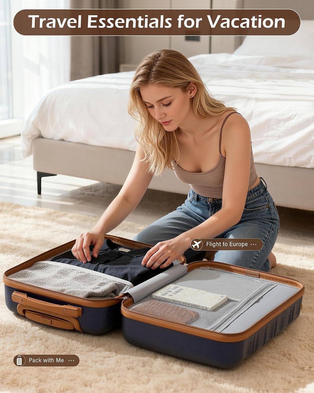 LONG VACATION Luggage Set 6 Piece Luggage ABS hardshell TSA Lock Spinner Wheels Luggage Carry on Suitcase (NAVY, 6 piece set) | Family & Extended Travel Use, ABS+PC Lightweight Luggage with YKK Zipper, TSA Lock, Space-Saving Nested, Navy - Image 7